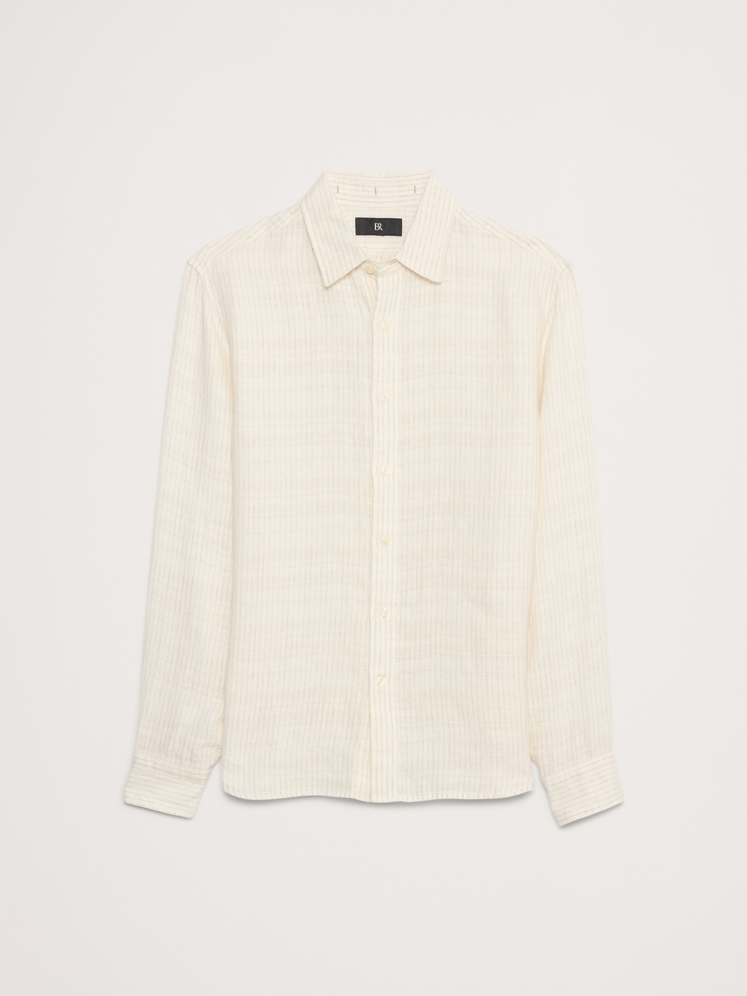 Texture-Stripe Linen Shirt