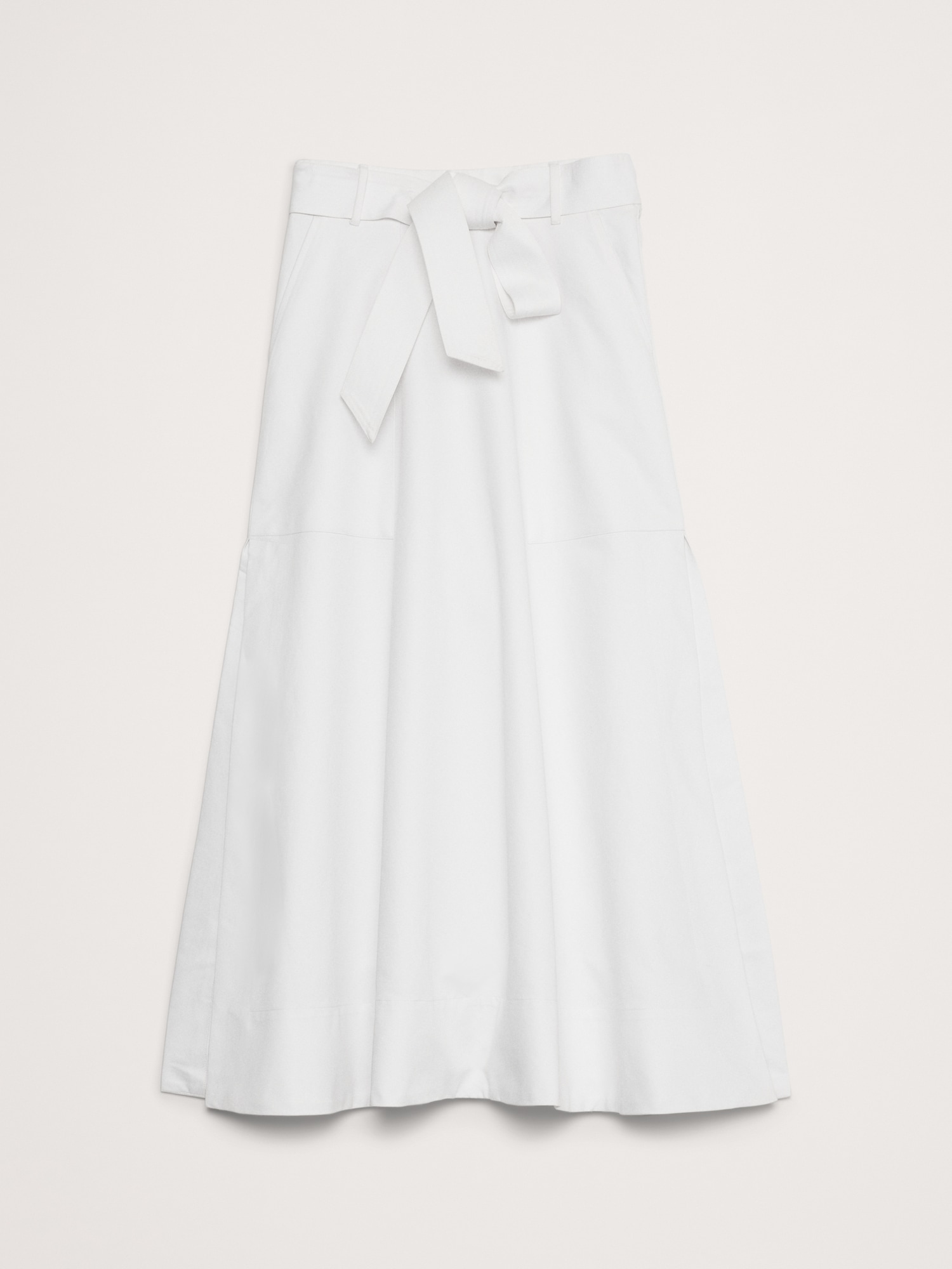 Cotton Sateen Side-Slit Long Midi Skirt