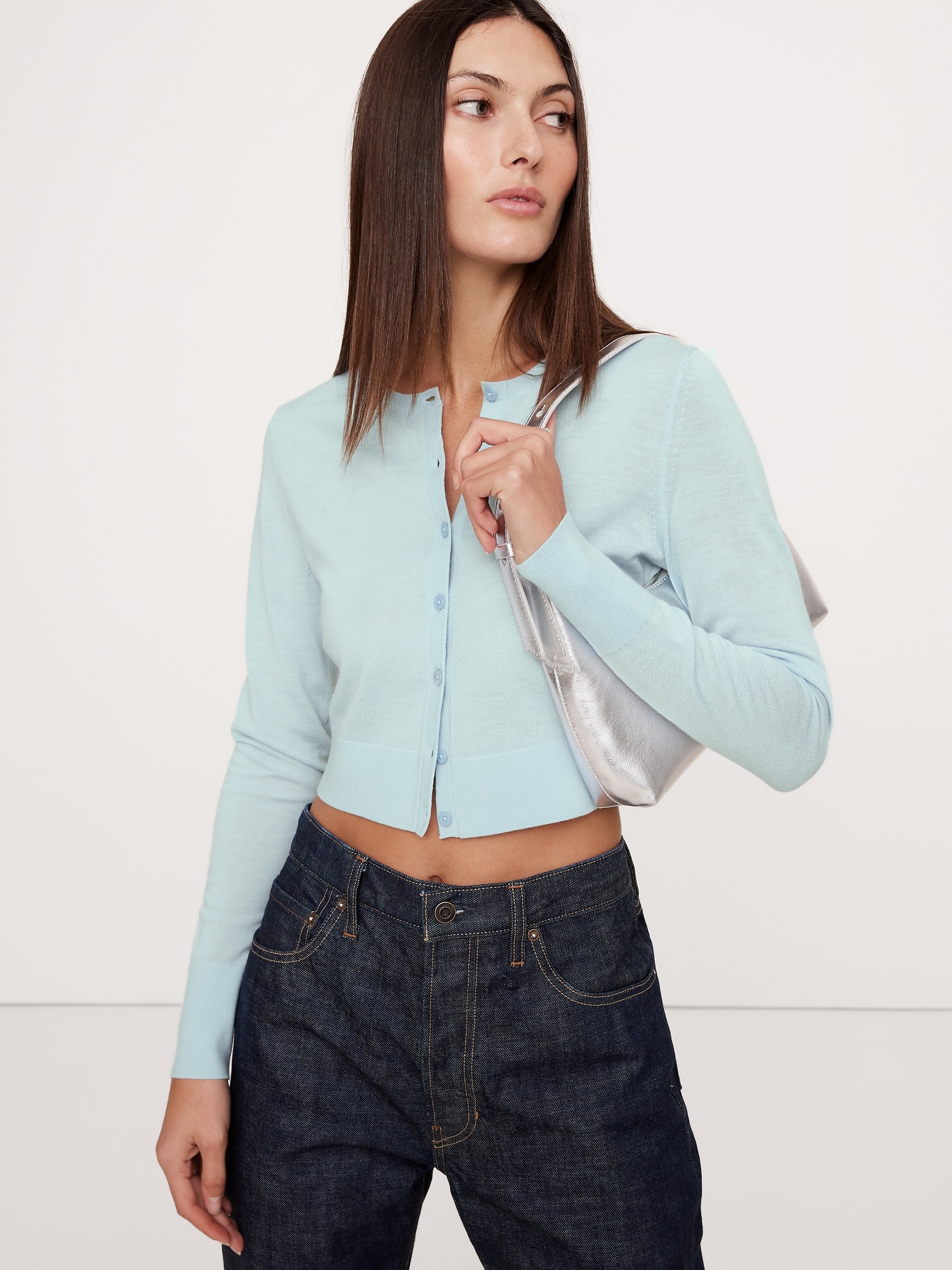Lightweight Merino Cropped Cardigan