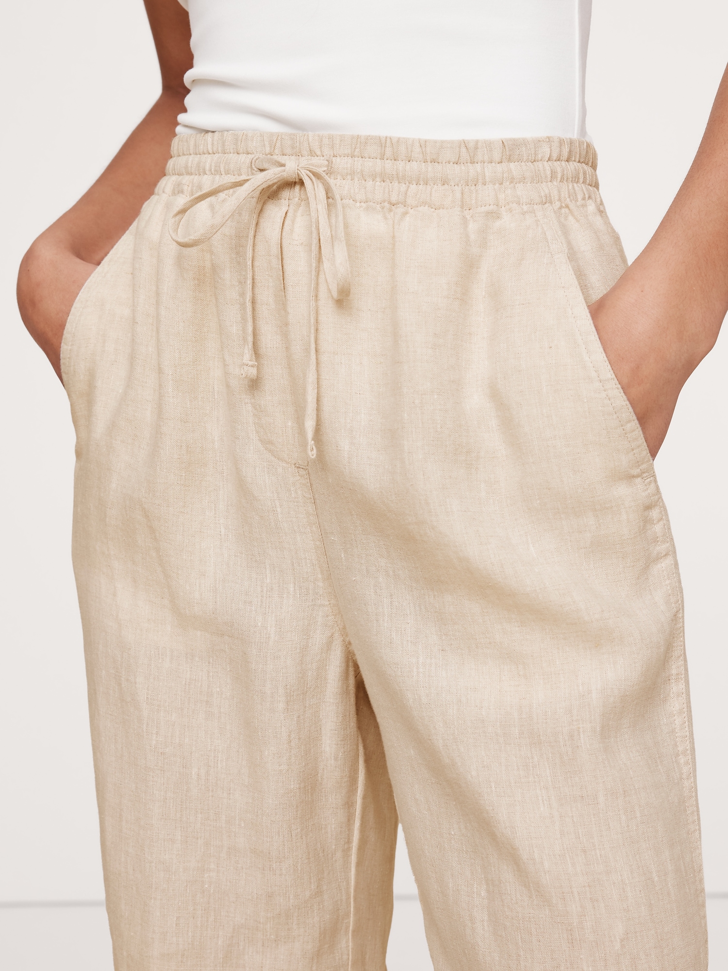 Linen Pull-On Ankle Pant