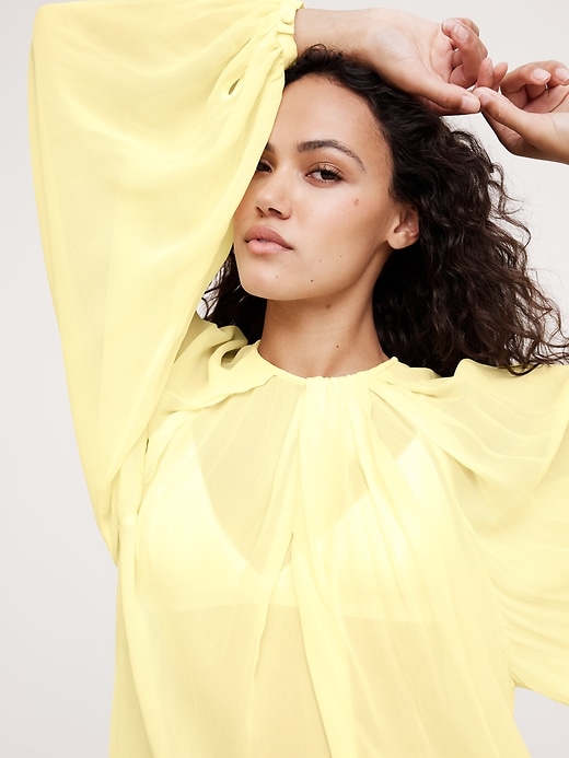 Chiffon Twist-Neck Top | Banana Republic