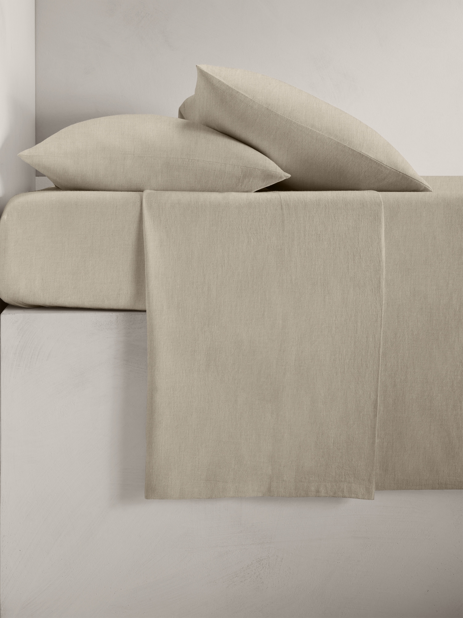 Cotton-Cashmere-Silk Flat Sheet - Sand Beige