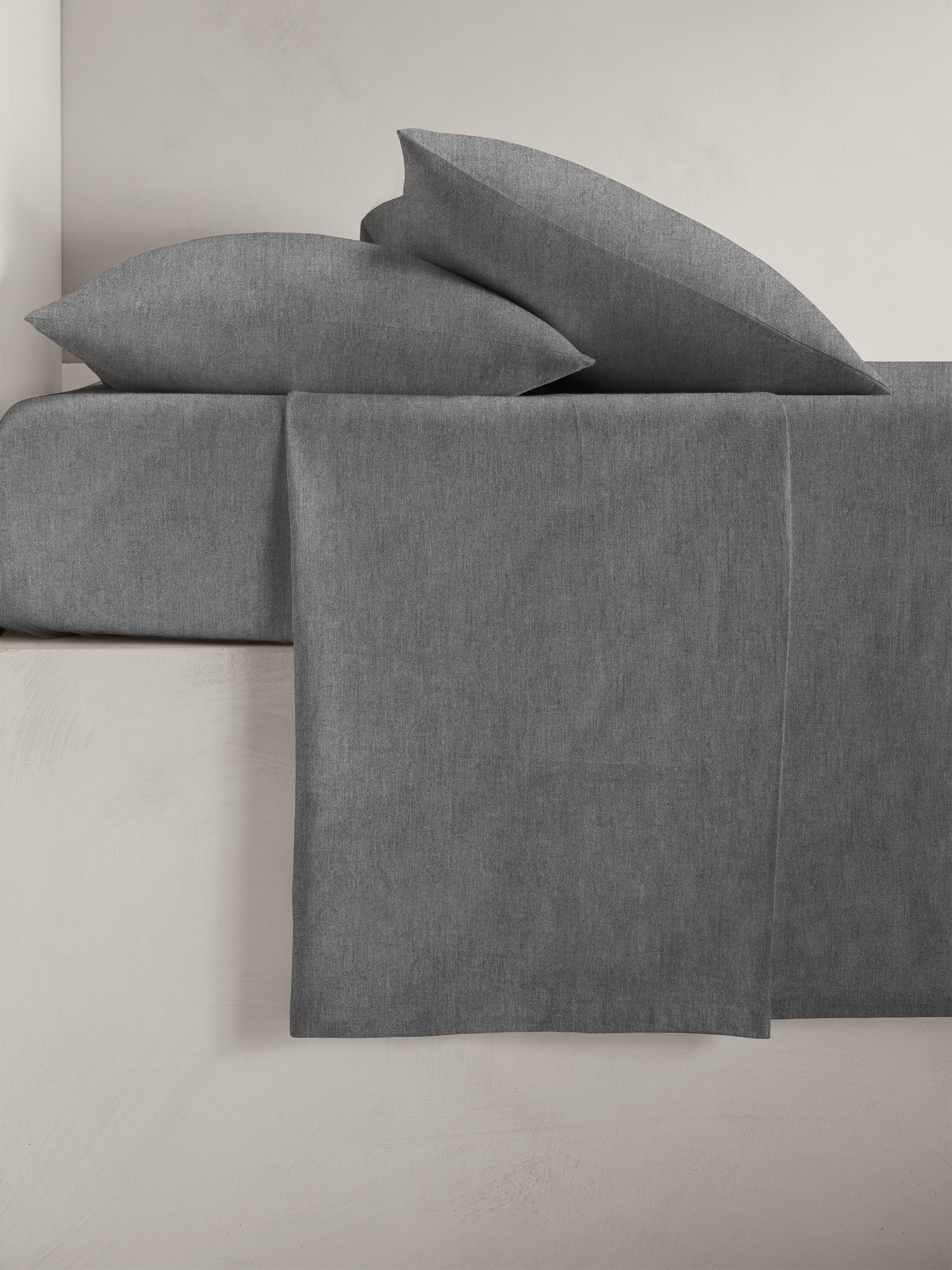Cotton-Cashmere-Silk Flat Sheet - Pewter