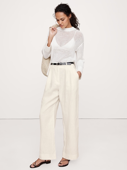 Wide-Leg Linen Pull-On Pant