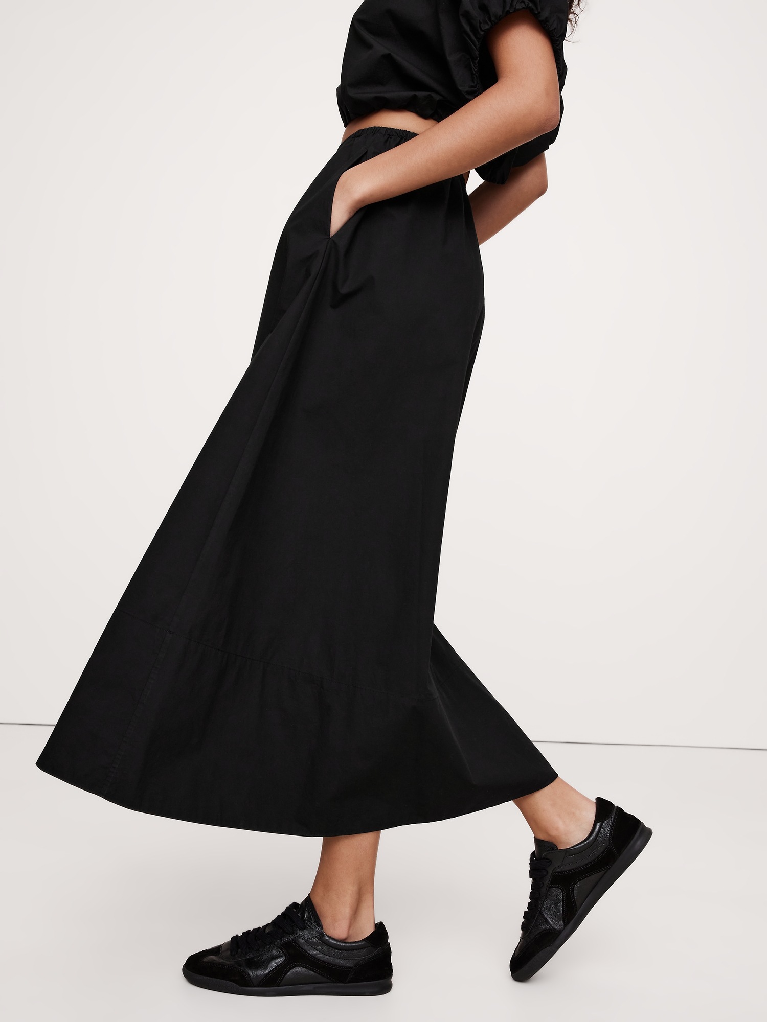 Женская юбка Banana Republic Cotton Poplin Maxi, цвет: Чёрный — фото 3