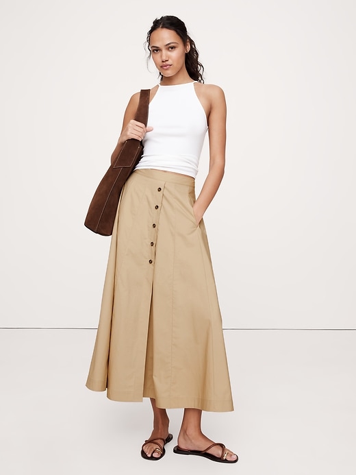 beige skirt with buttons