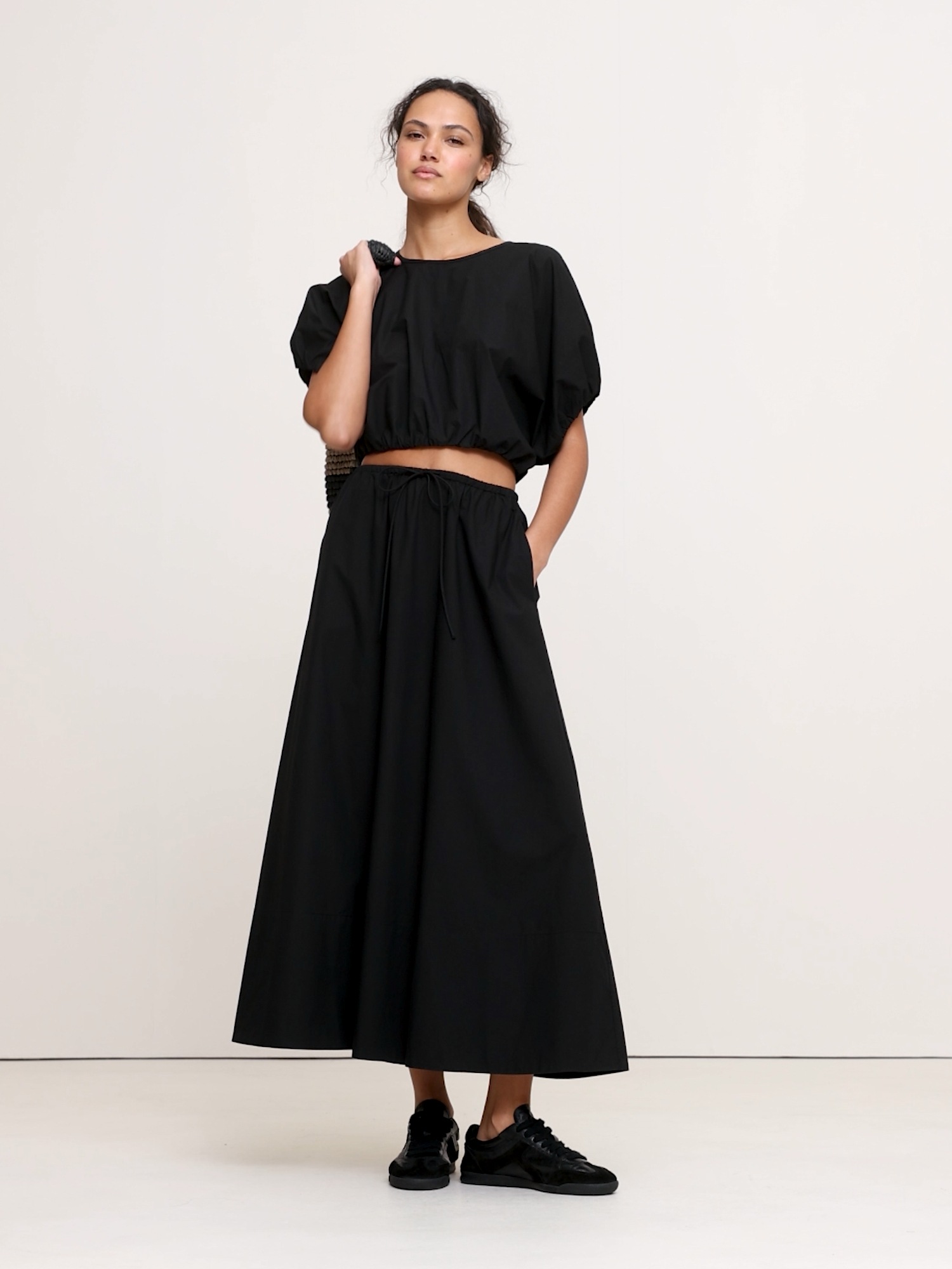 Женская юбка Banana Republic Cotton Poplin Maxi, цвет: Чёрный — фото 5