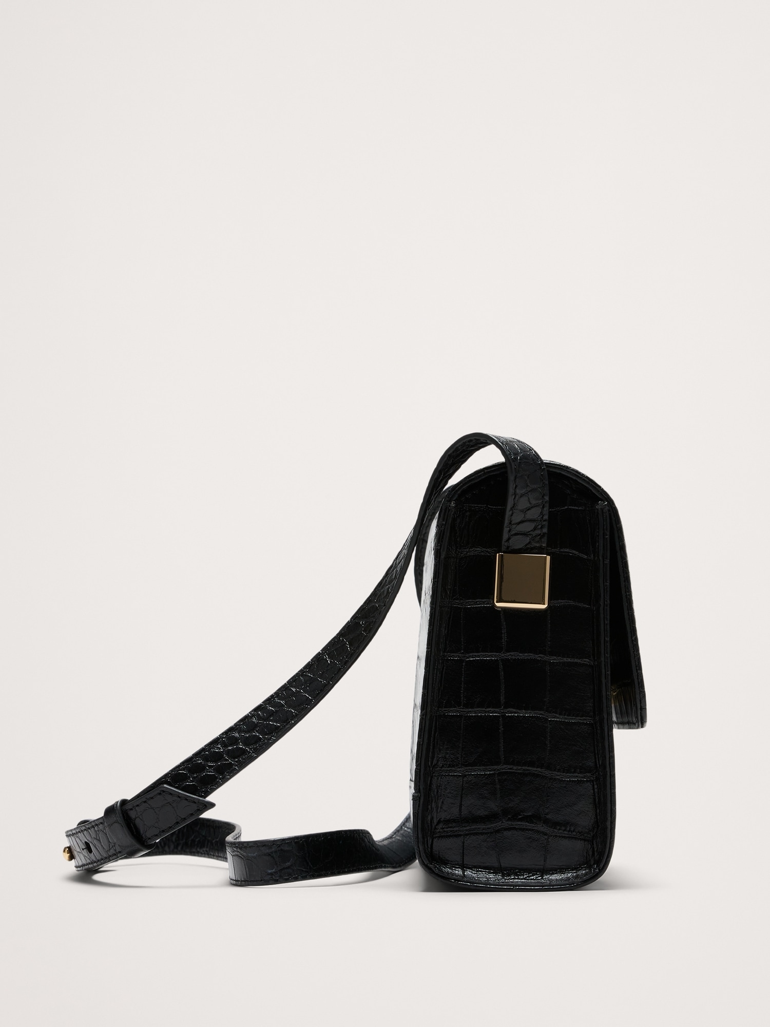 Crocodile Embossed Leather Crossbody Bag