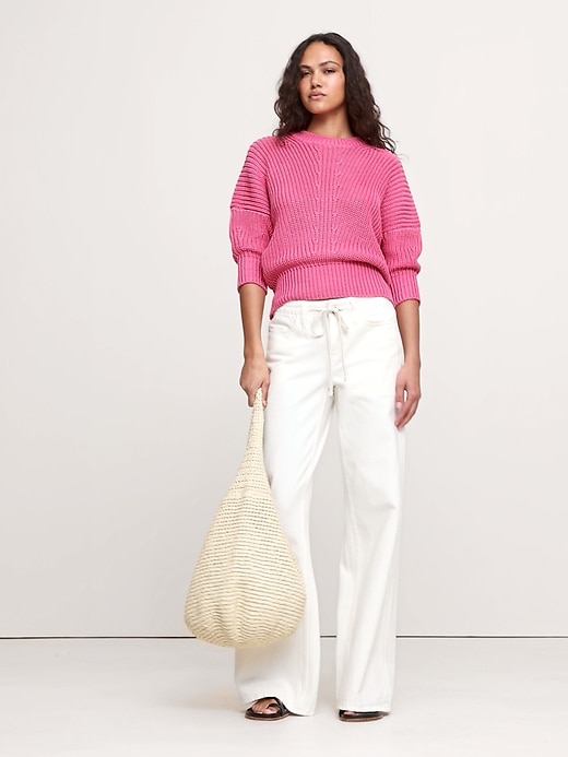 Cotton Cropped Dolman Sweater | Banana Republic