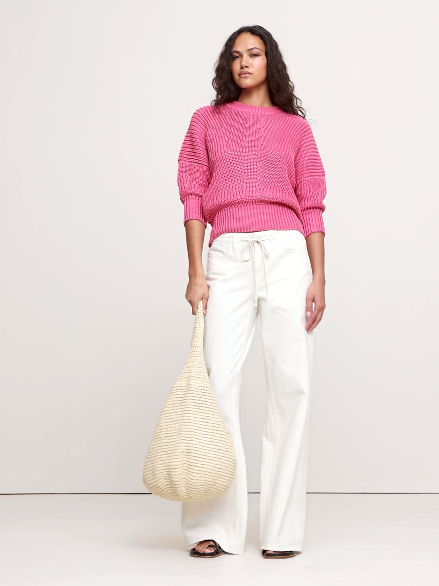 Image number 2 showing, Cotton Cropped Dolman Sweater