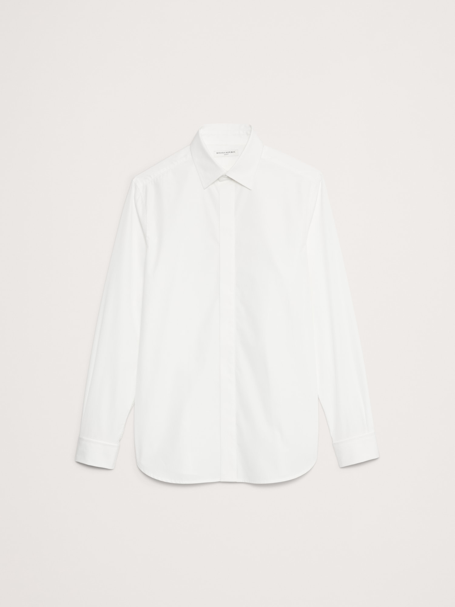 Slim-Fit Poplin Tuxedo Shirt with Spread Collar