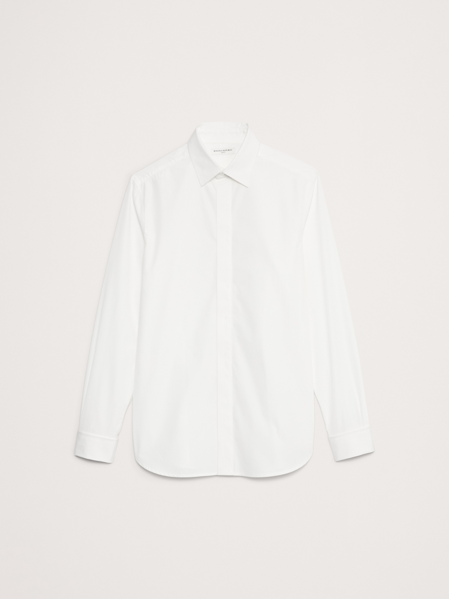 Мужская рубашка Banana Republic Slim-Fit Cotton Poplin Tuxedo Shirt with Spread Collar, цвет: Белый — фото 4