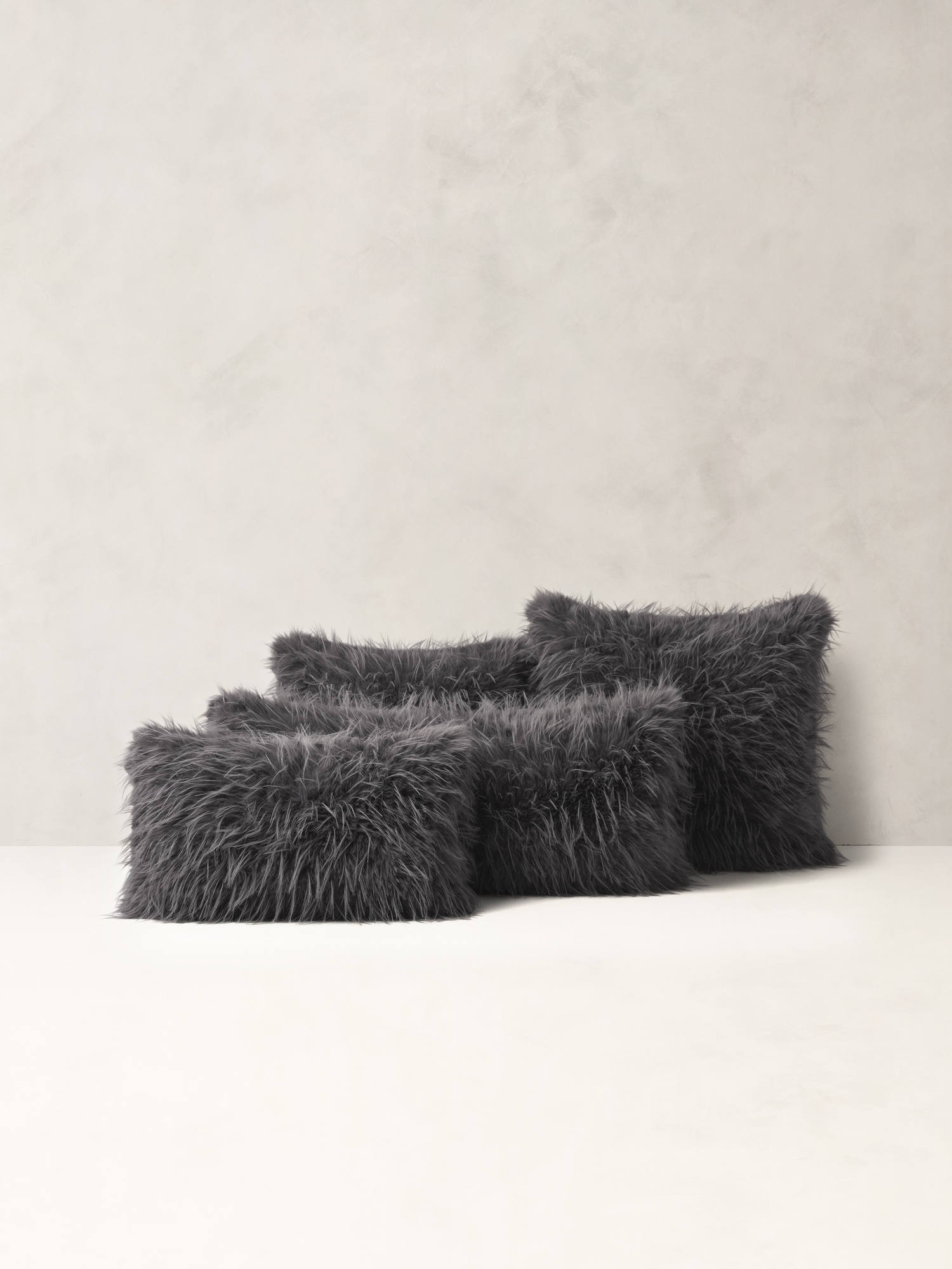 Tipped Faux Fur Pillow - Thunder