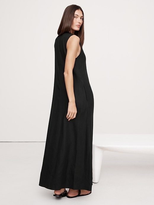 Linen V-Neck Maxi Dress | Banana Republic
