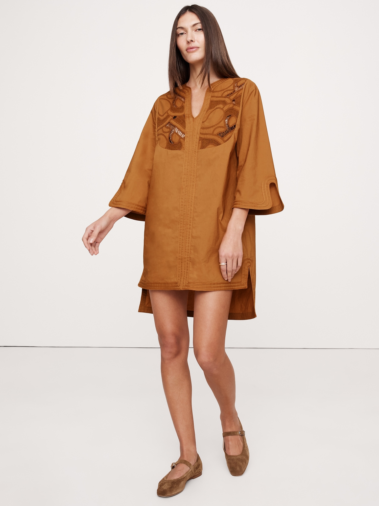 Embroidered Cotton Poplin Kaftan