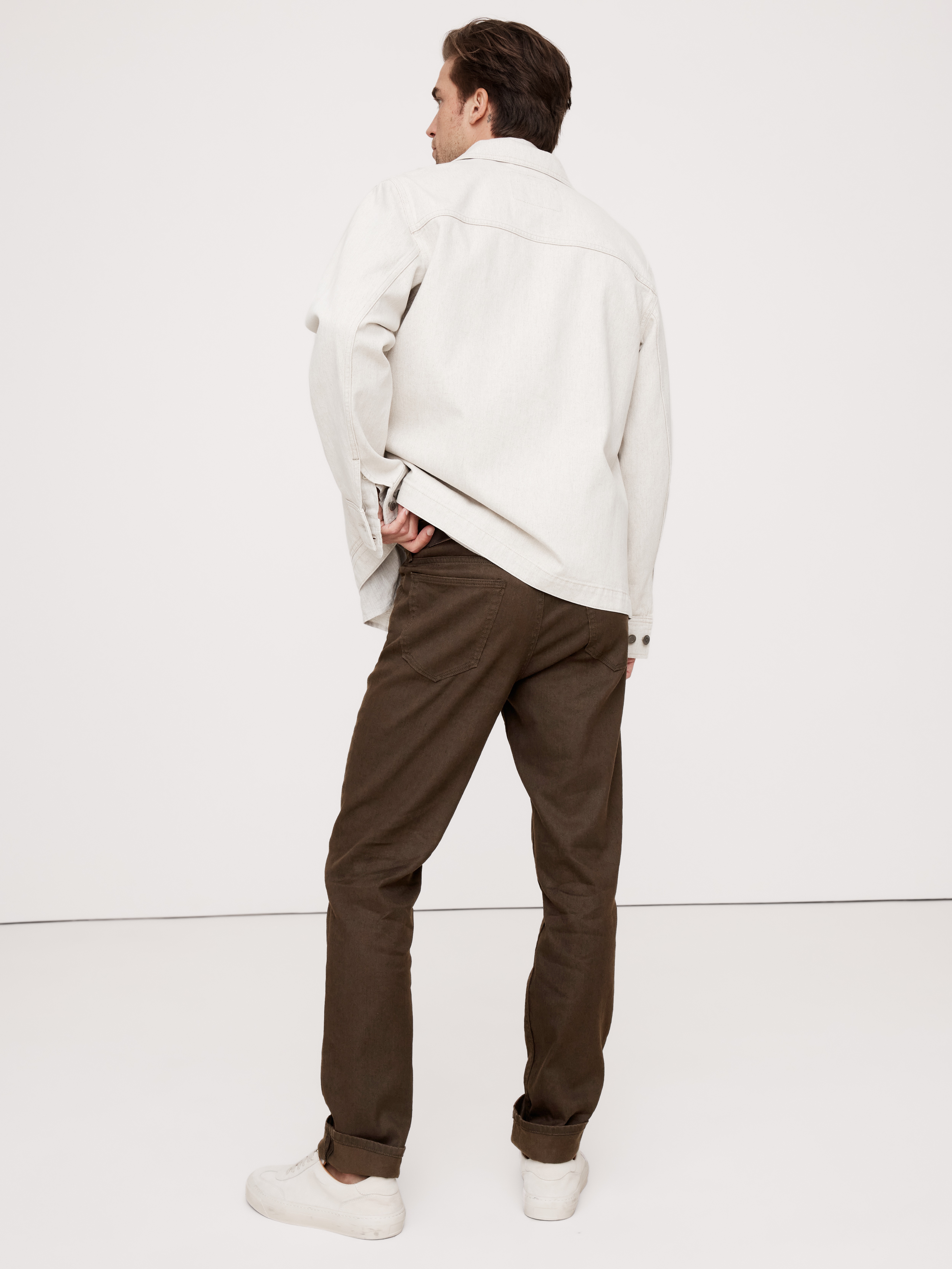 Slim Linen-Cotton Traveler Pant - Brown - View 15
