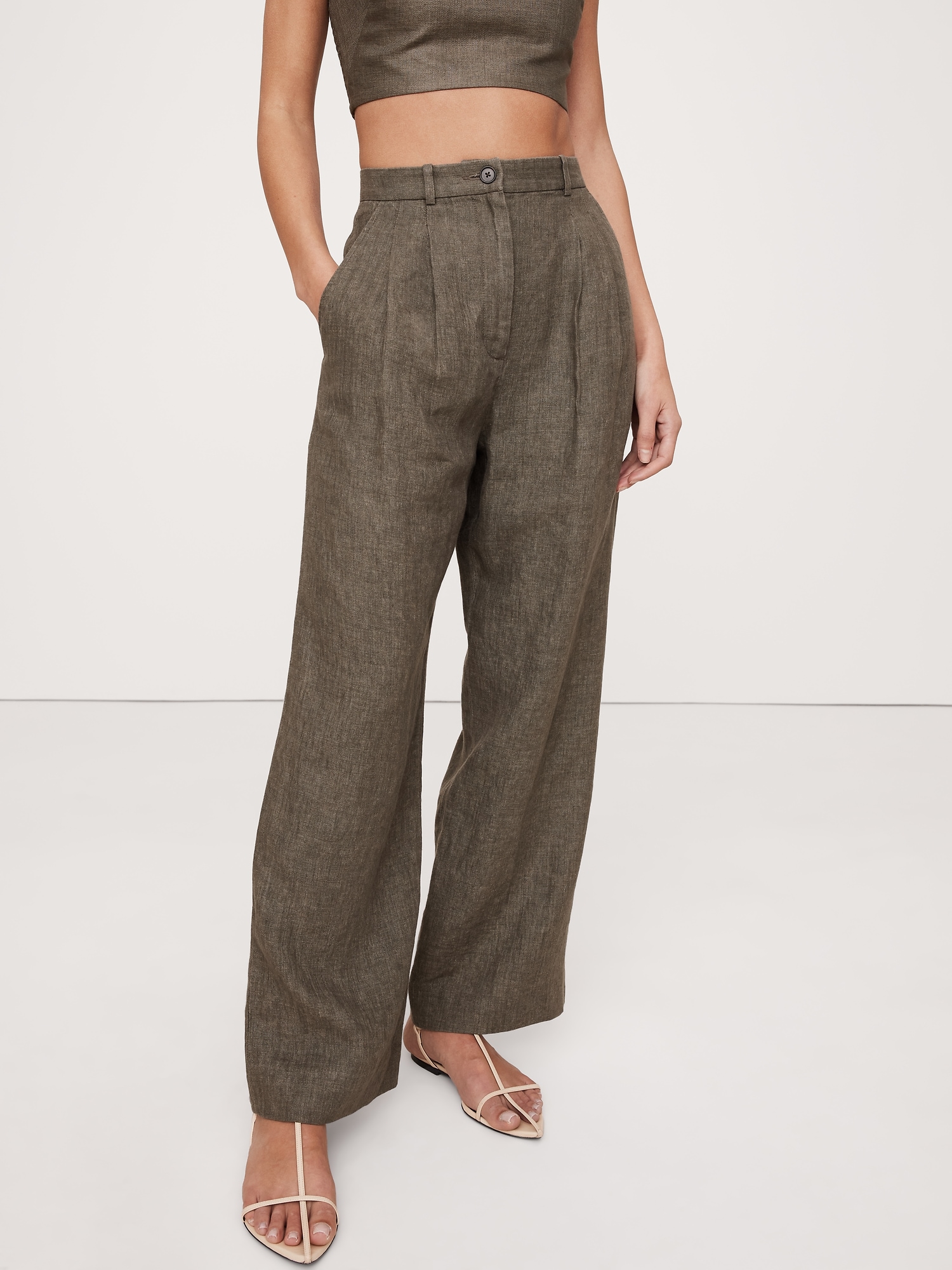 Soho High-Rise Wide-Leg Linen Pant