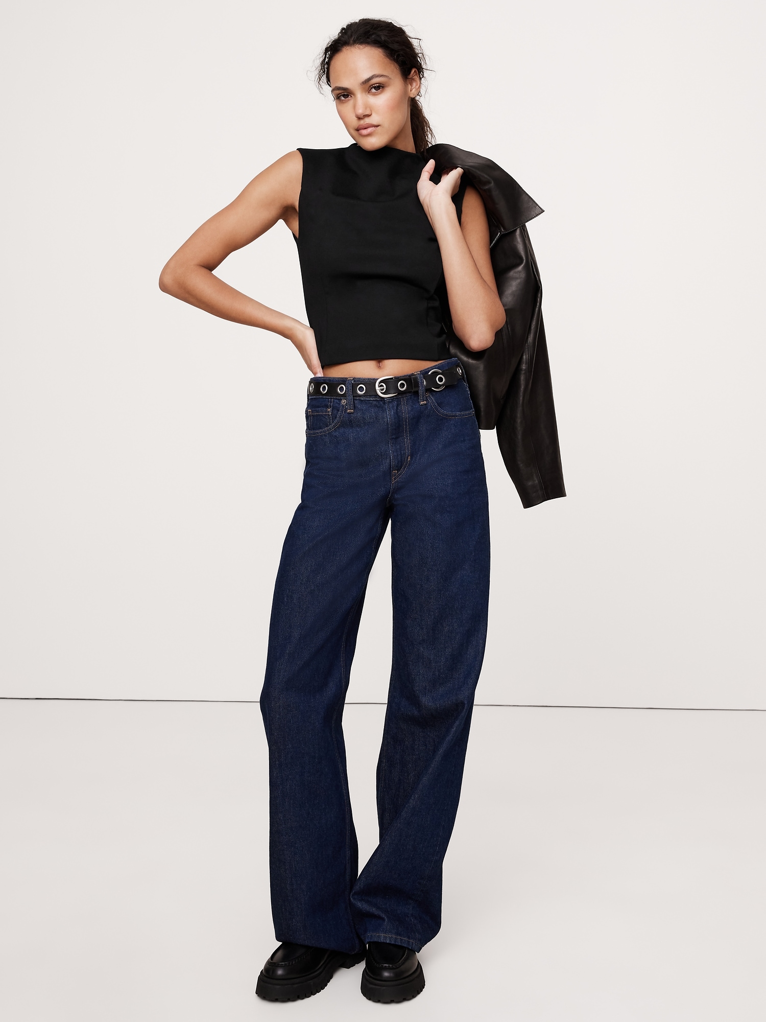 Everywhere Ponte Mock-Neck Top