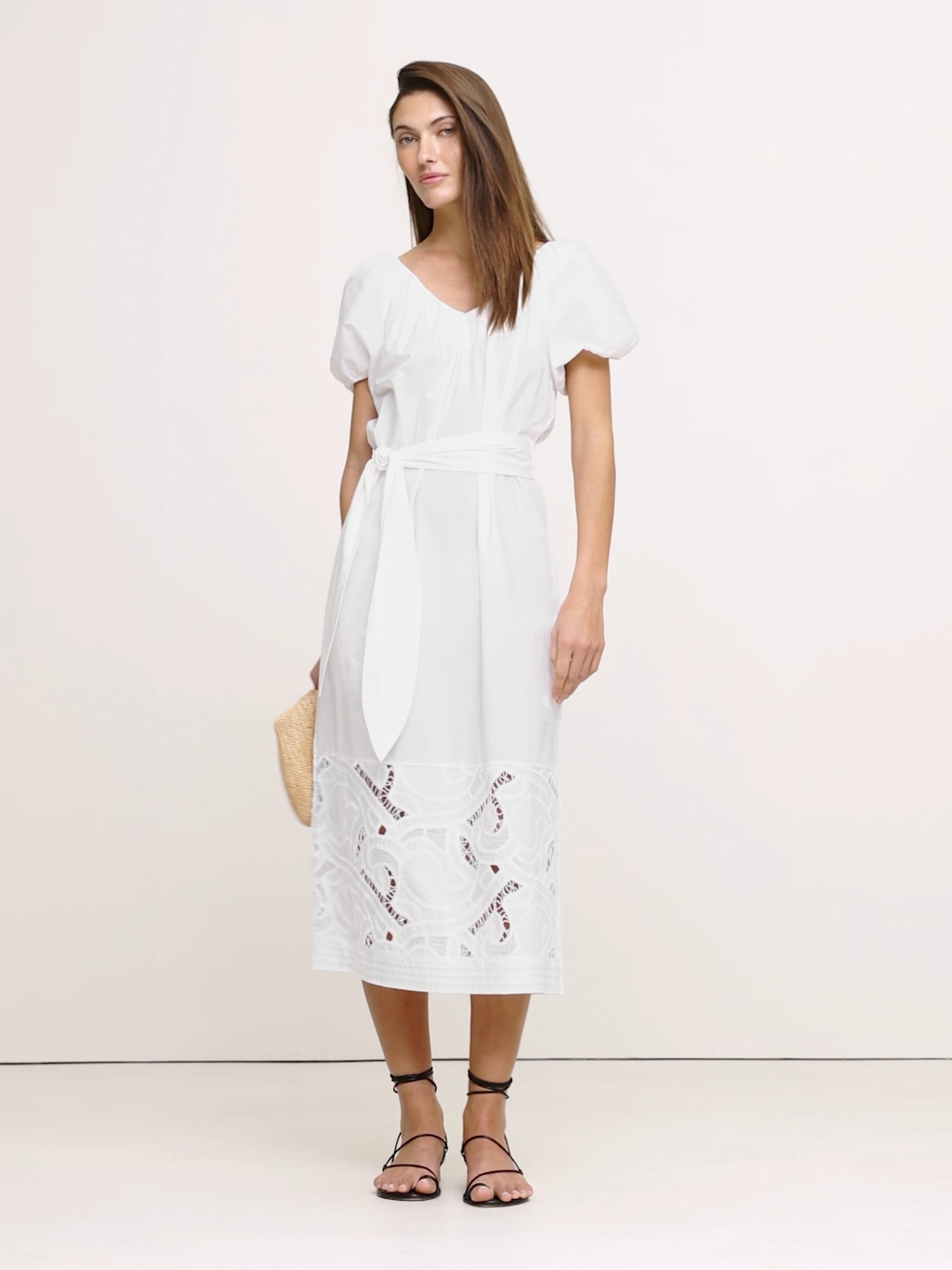 Image number 2 showing, Embroidered Cotton Poplin Ruched Dress