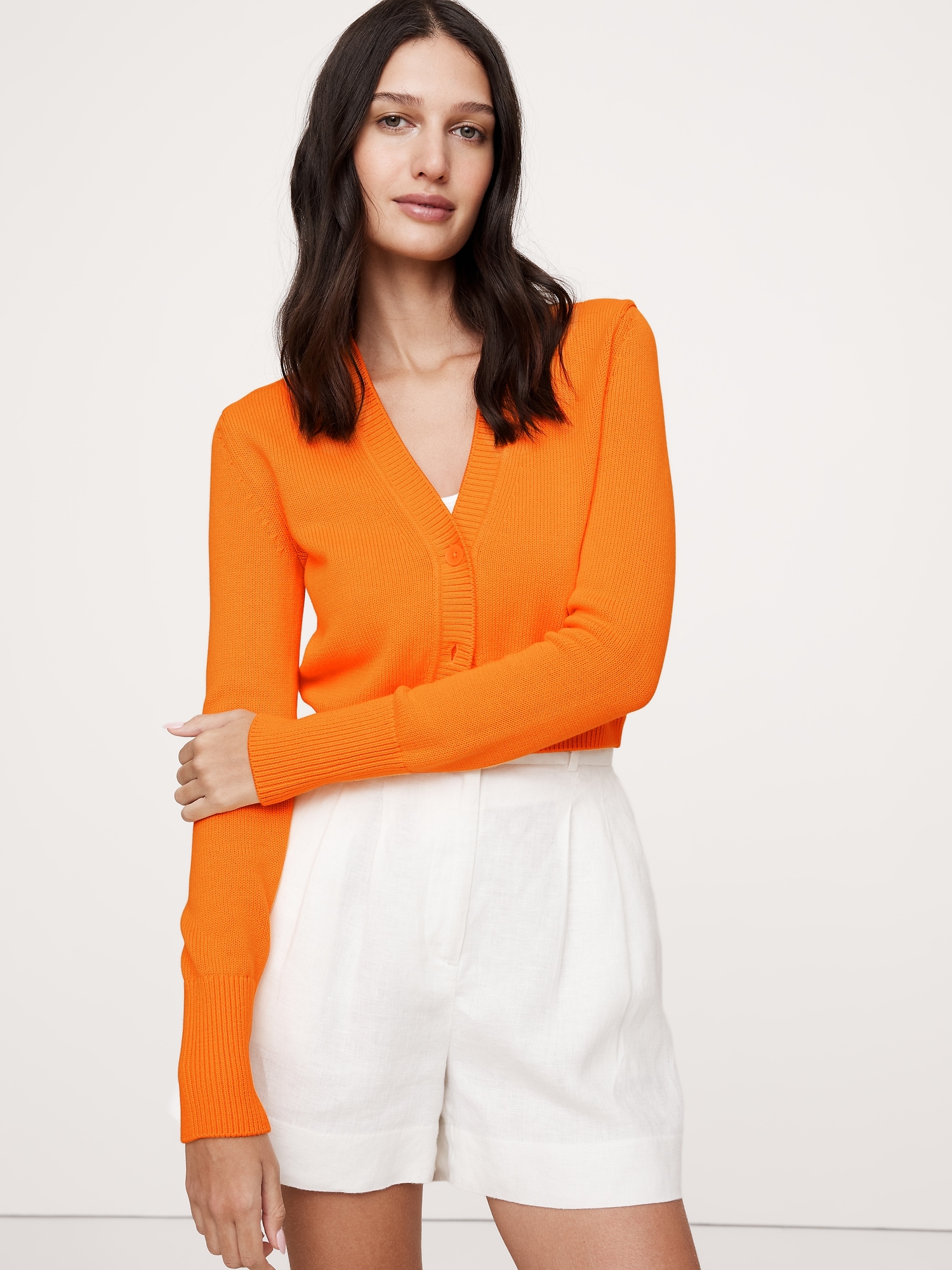 Cotton-Silk Cropped Cardigan