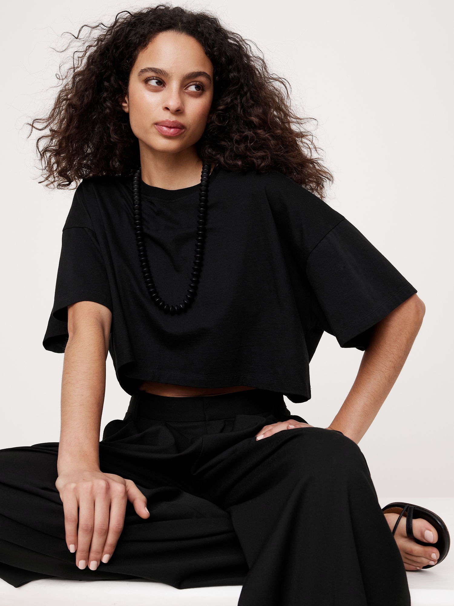 Oversized Lightweight Cotton Cropped T-Shirt