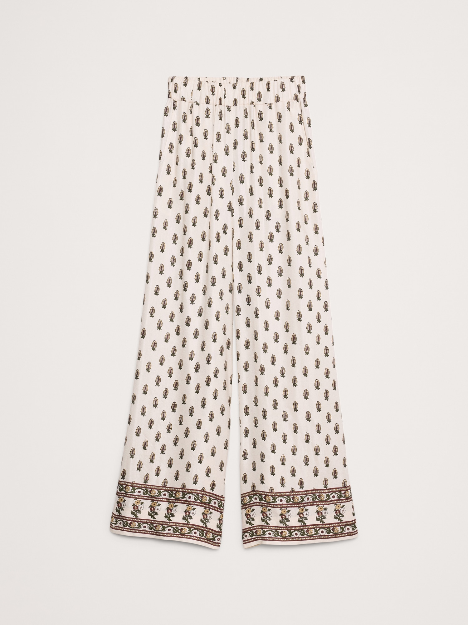 High-Rise Wide-Leg Viscose-Linen Pull-On Pant