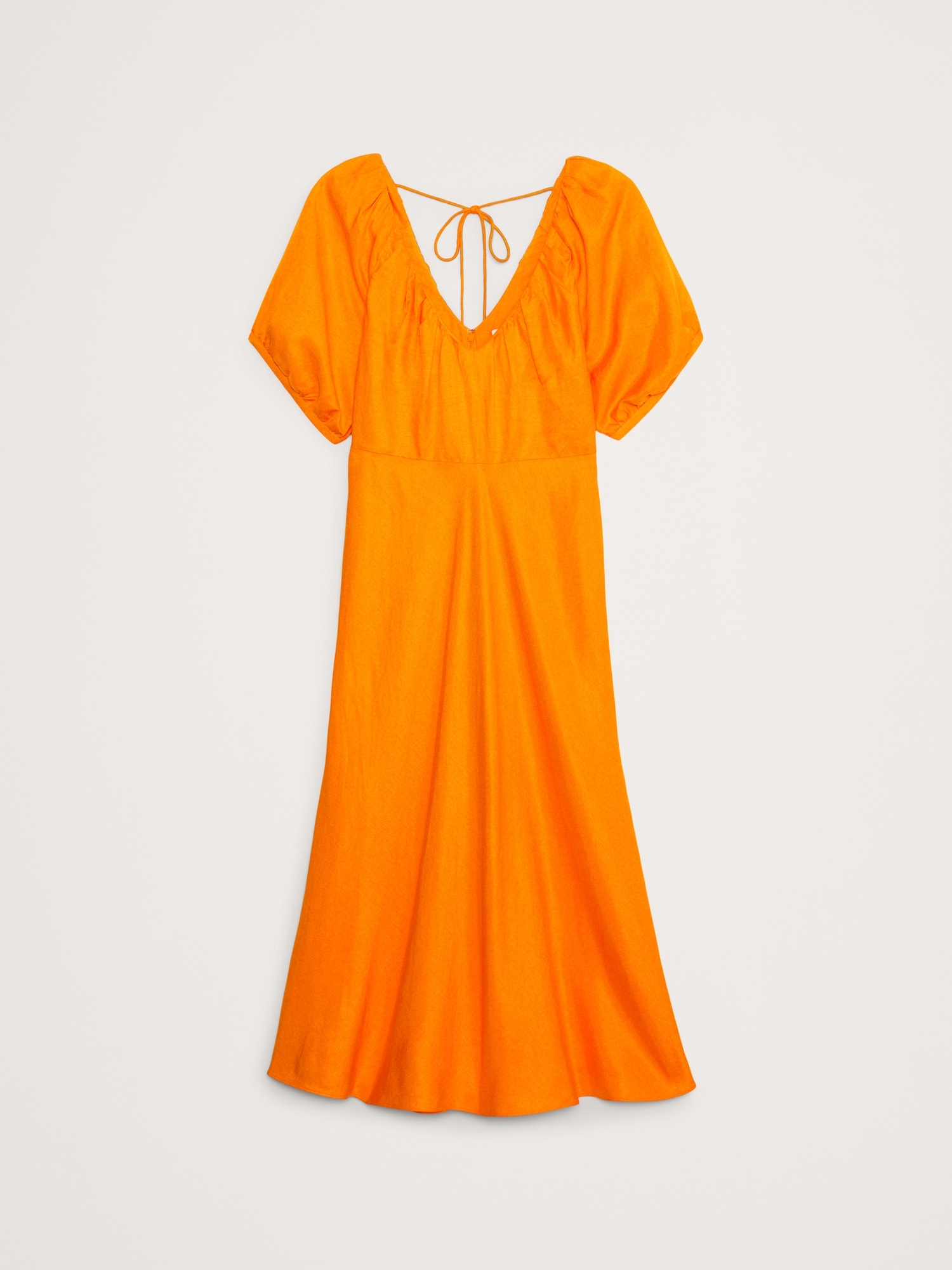 Viscose-Linen Ruched Midi Dress