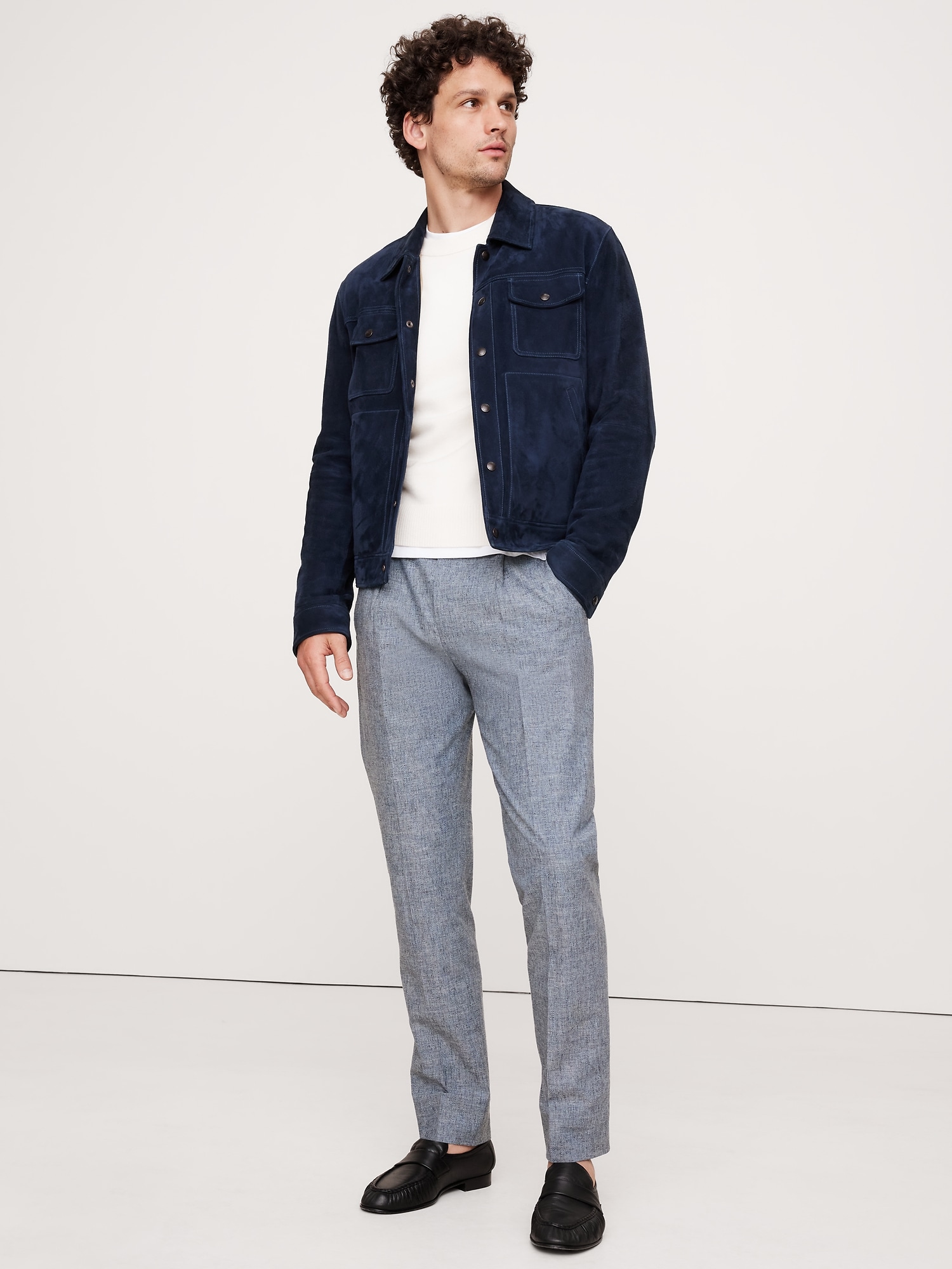 Мужские брюки Banana Republic Cotton-Linen Suit Pant, цвет: Синий