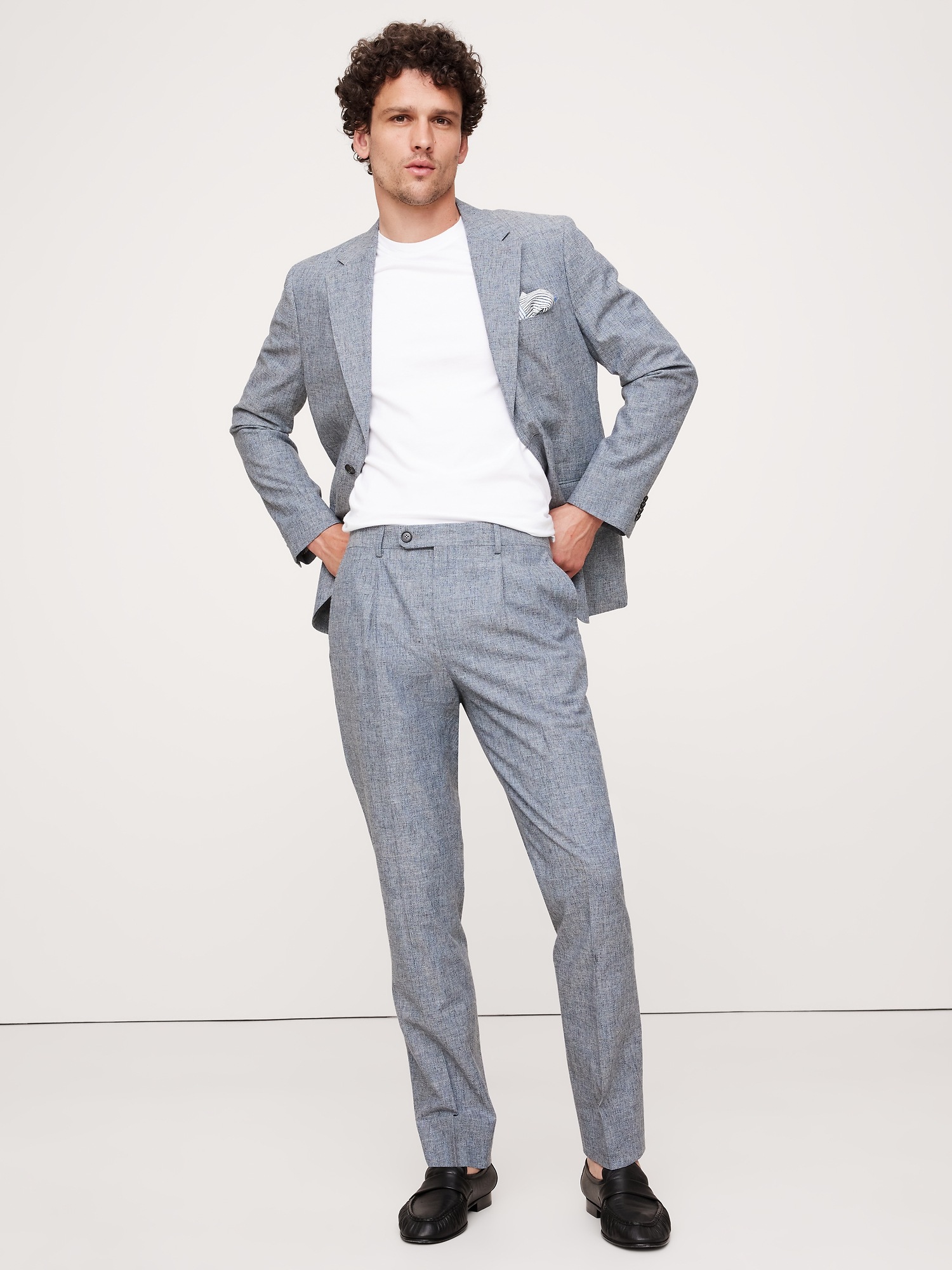Мужские брюки Banana Republic Cotton-Linen Suit Pant, цвет: Синий — фото 5