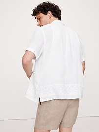 Standard-Fit Embroidered Linen-Cotton Resort Shirt