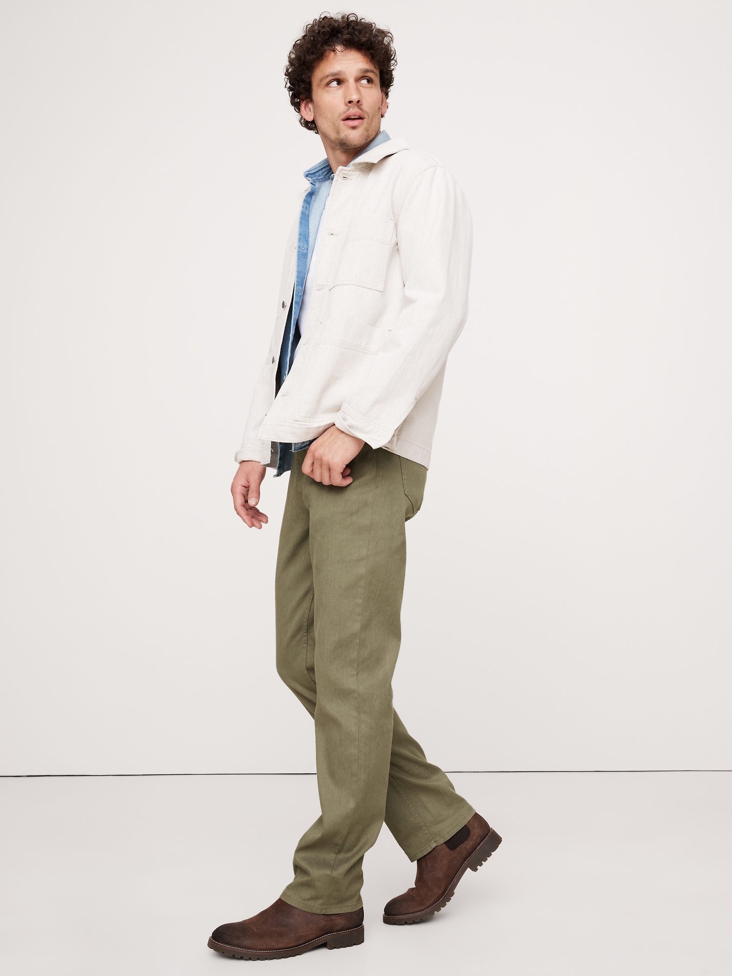 Straight Linen-Cotton Traveler Pant