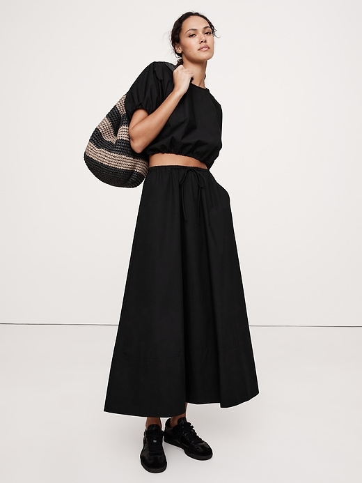 Stretch-Satin Maxi Skirt