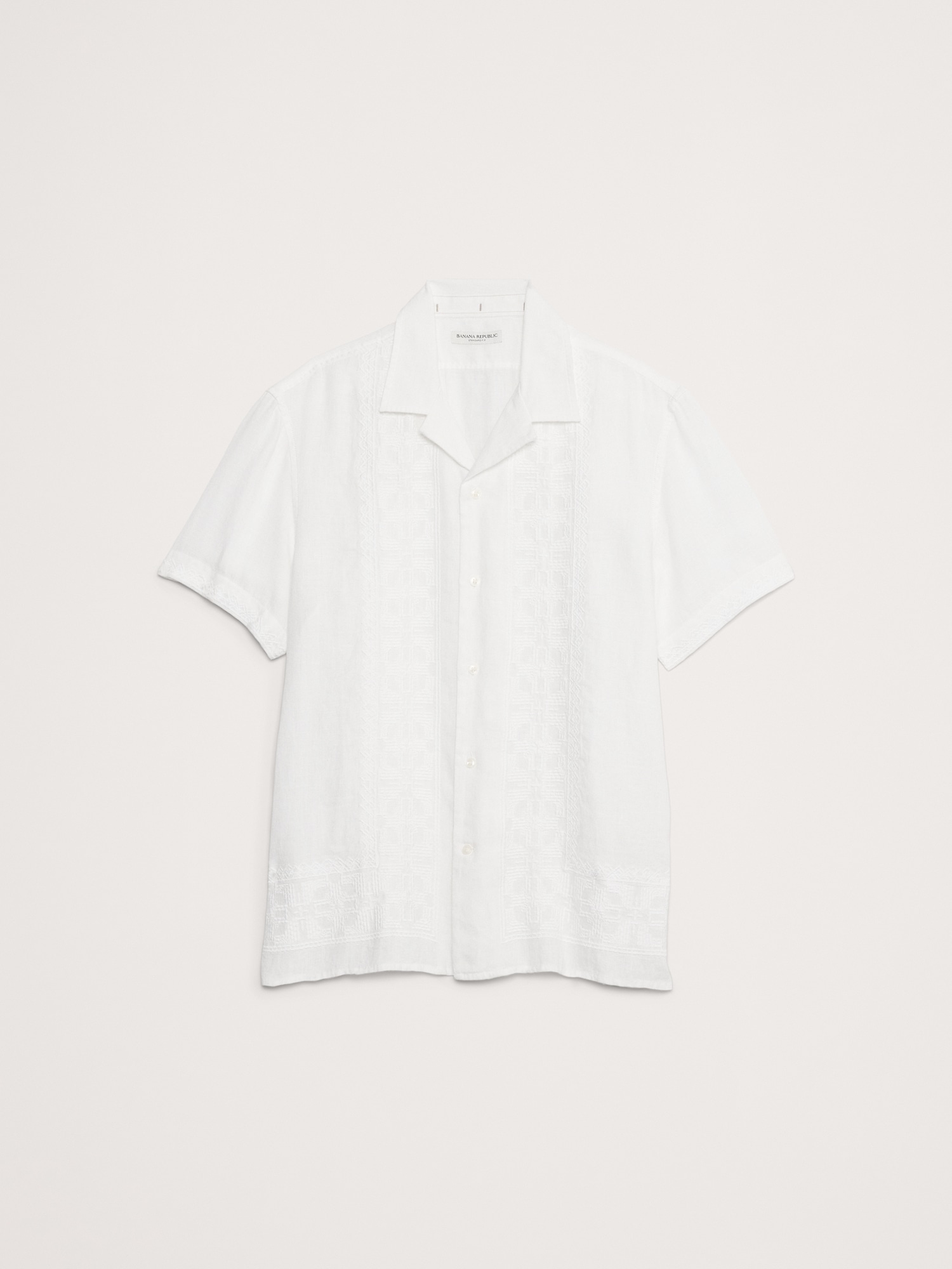 Standard-Fit Embroidered Linen Resort Shirt