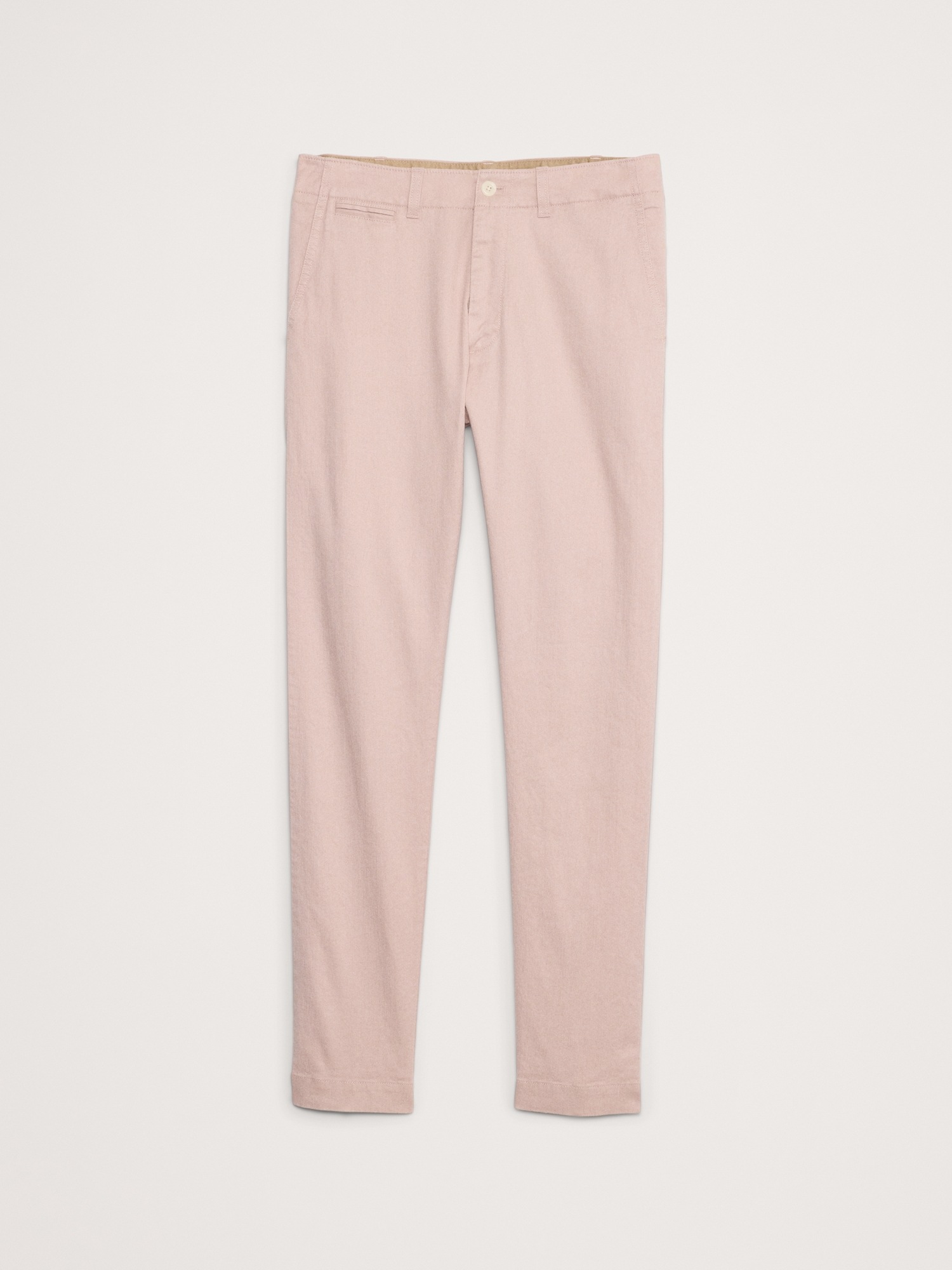 Мужские брюки Banana Republic Athletic Slim Linen-Cotton Chino, цвет: Выцветший розовый — фото 4