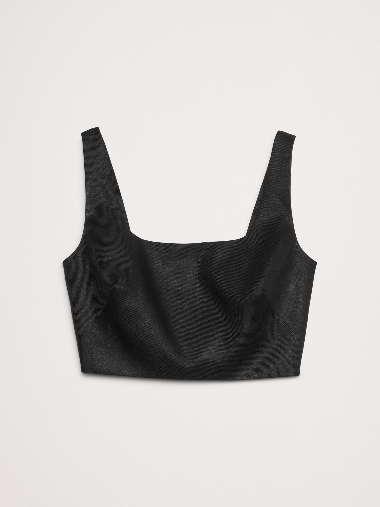 Linen Square-Neck Cropped Tank