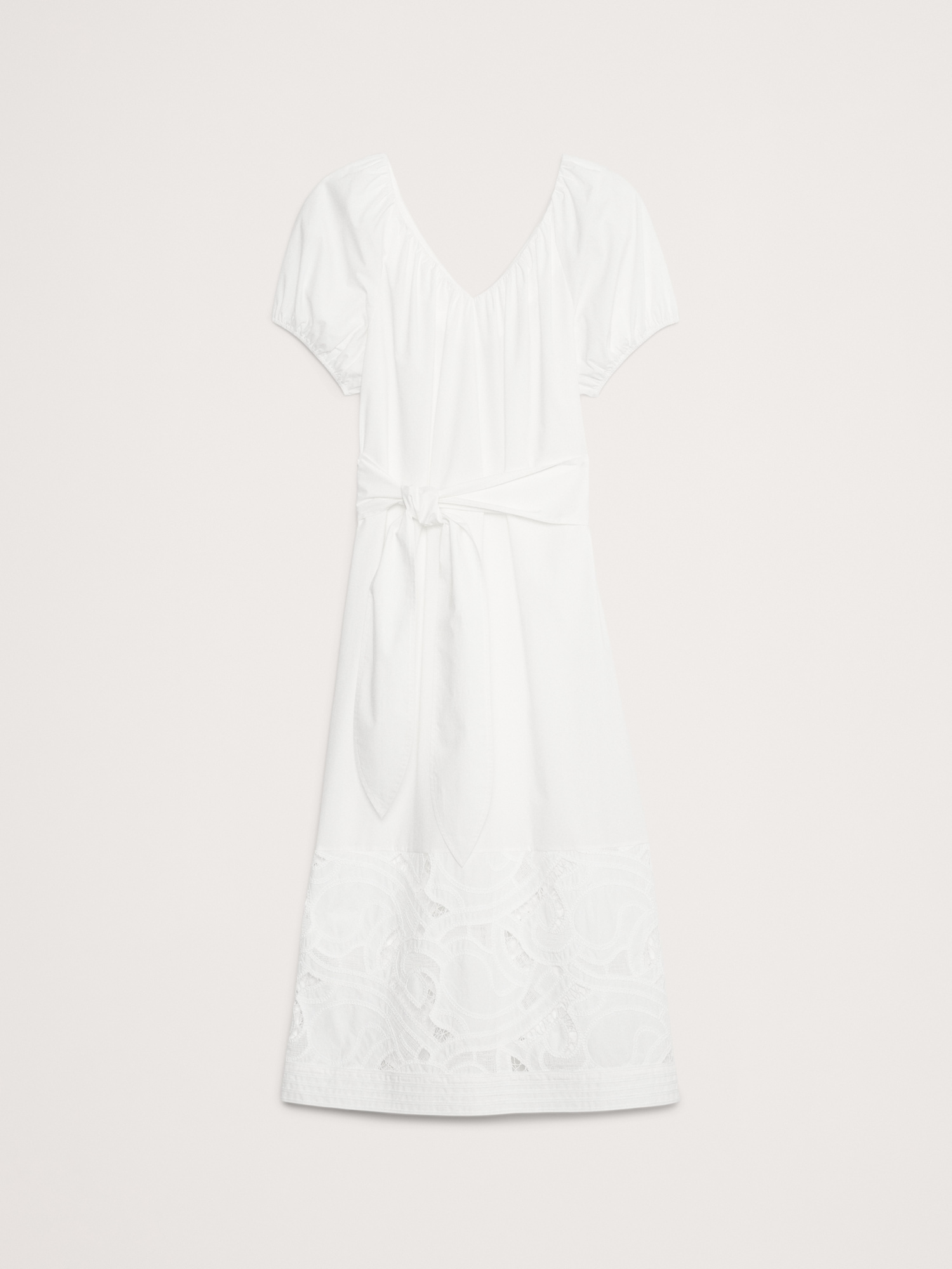 Embroidered Cotton Poplin Ruched Dress