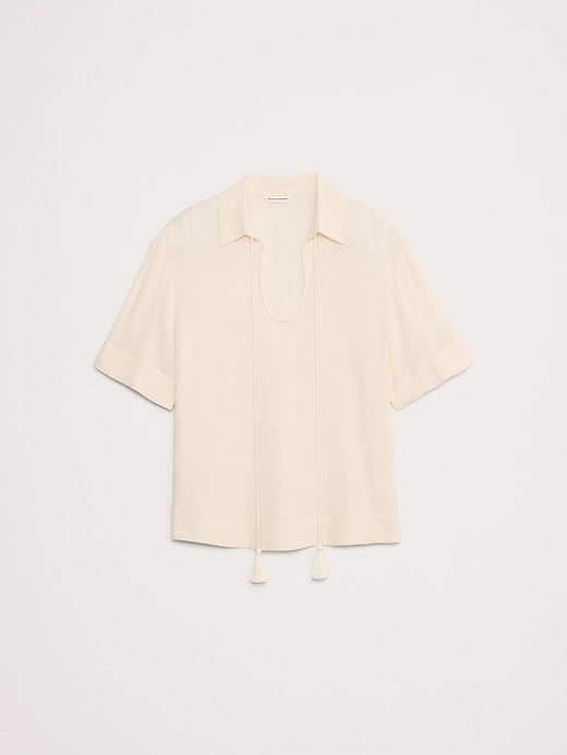 Gauze Tassel-Tie Popover Shirt | Banana Republic