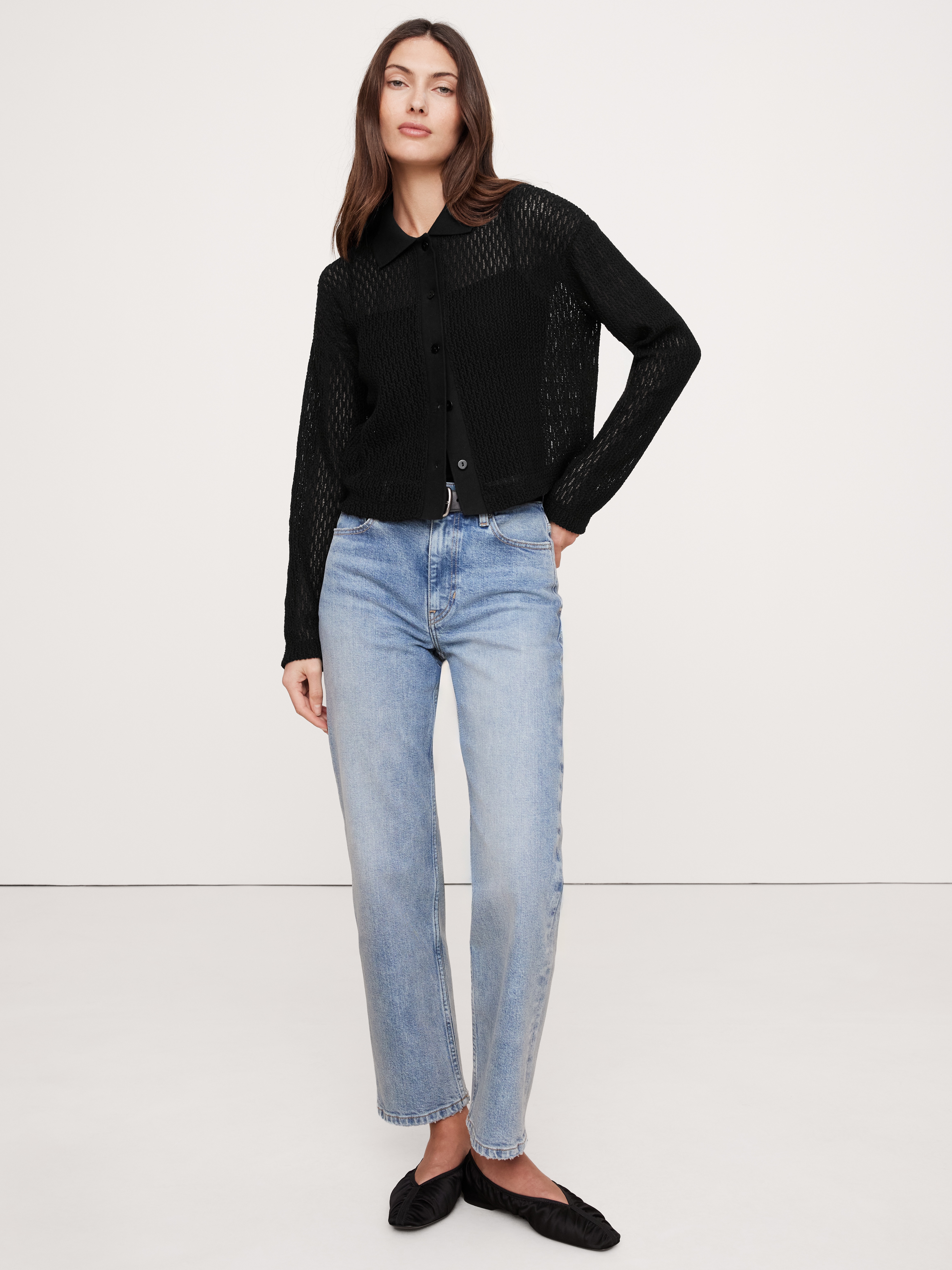 Mesh Polo Cardigan | Banana Republic