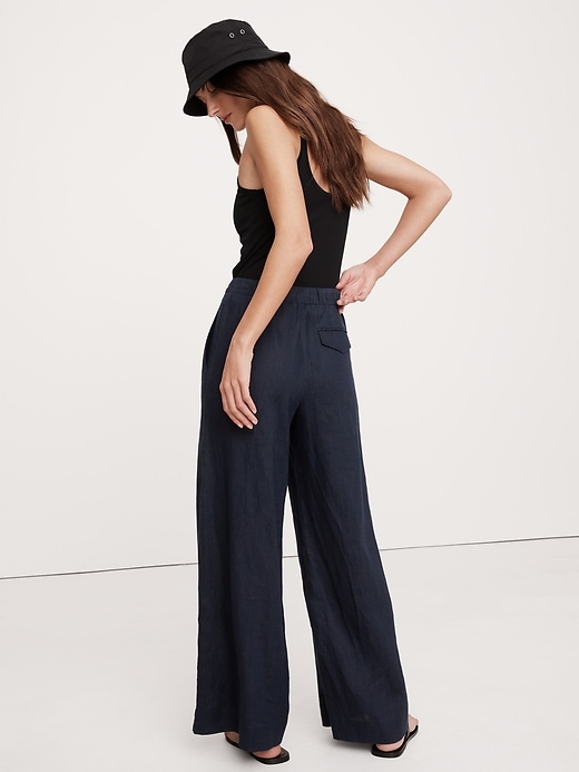 パンツ 00s Banana Republic navy linen slacks Straight Linen-Blend Pull-On Pant | Banana Republic Factory