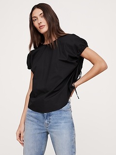 Poplin Cinch-Waist Top
