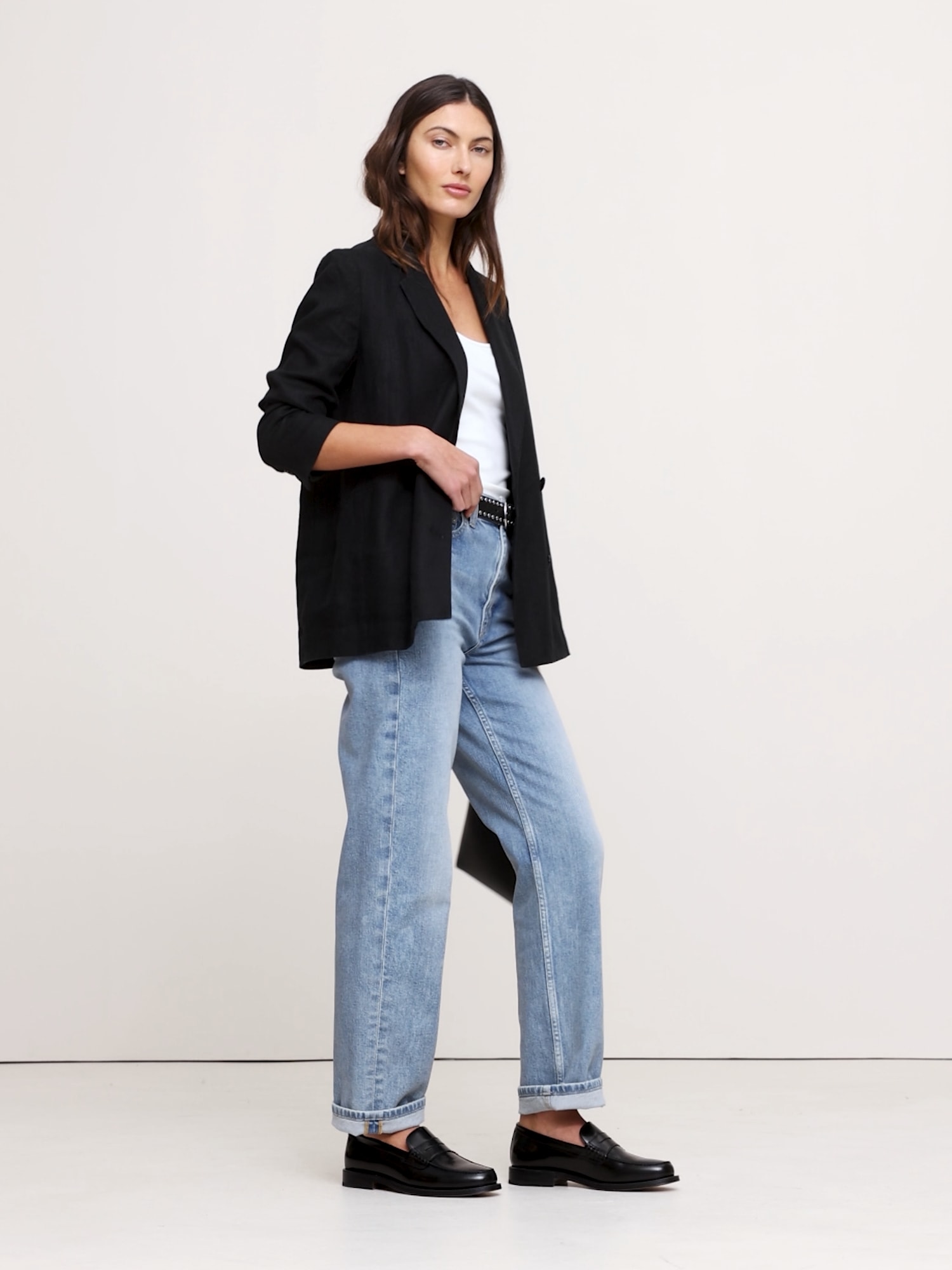 Image number 2 showing, Relaxed Double-Breasted Linen Blazer