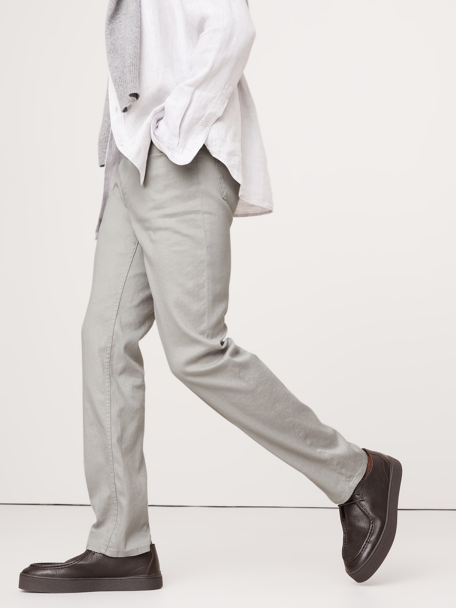 Straight Linen-Cotton Traveler Pant