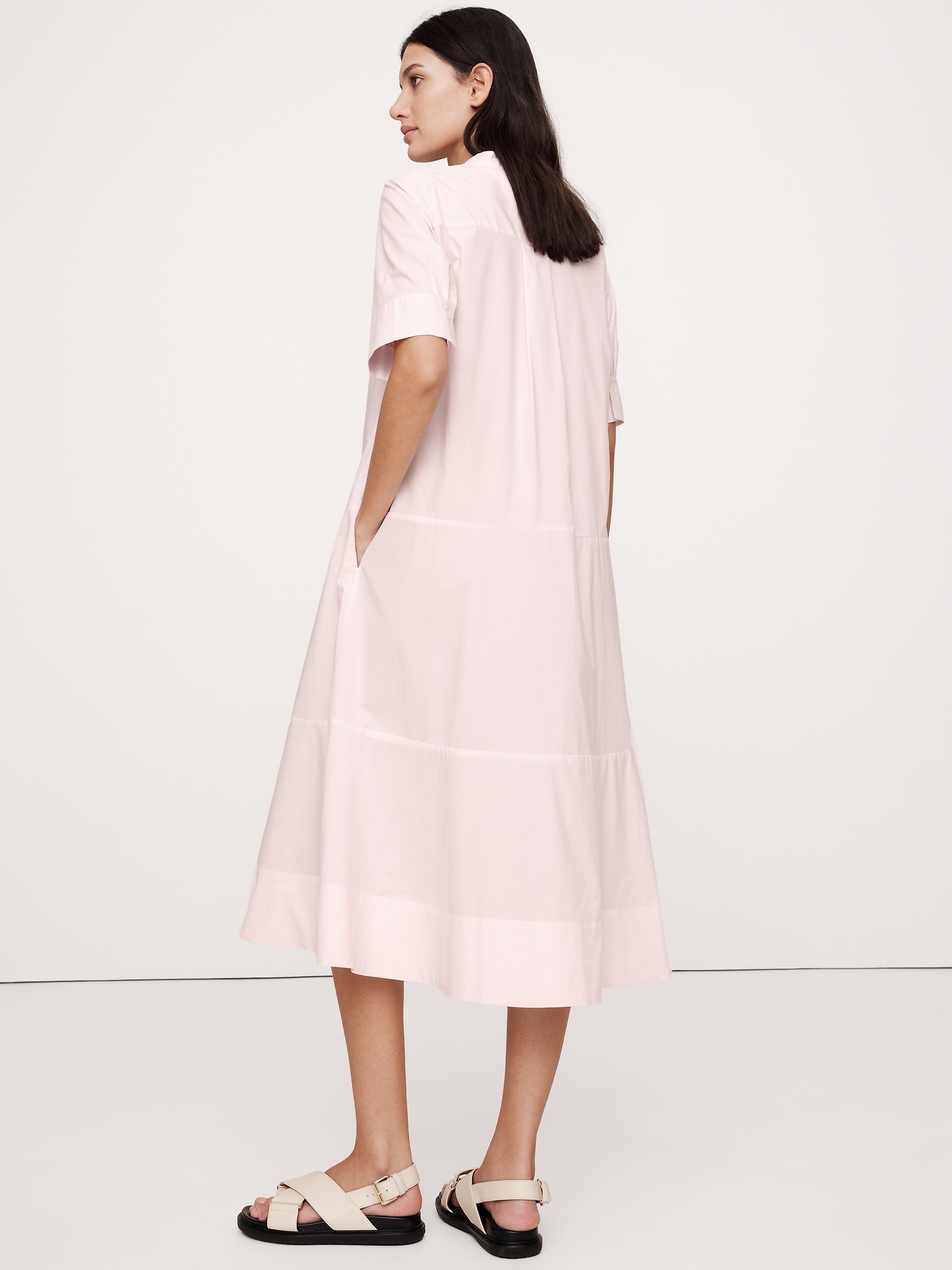 Poplin Bib-Front Midi Dress