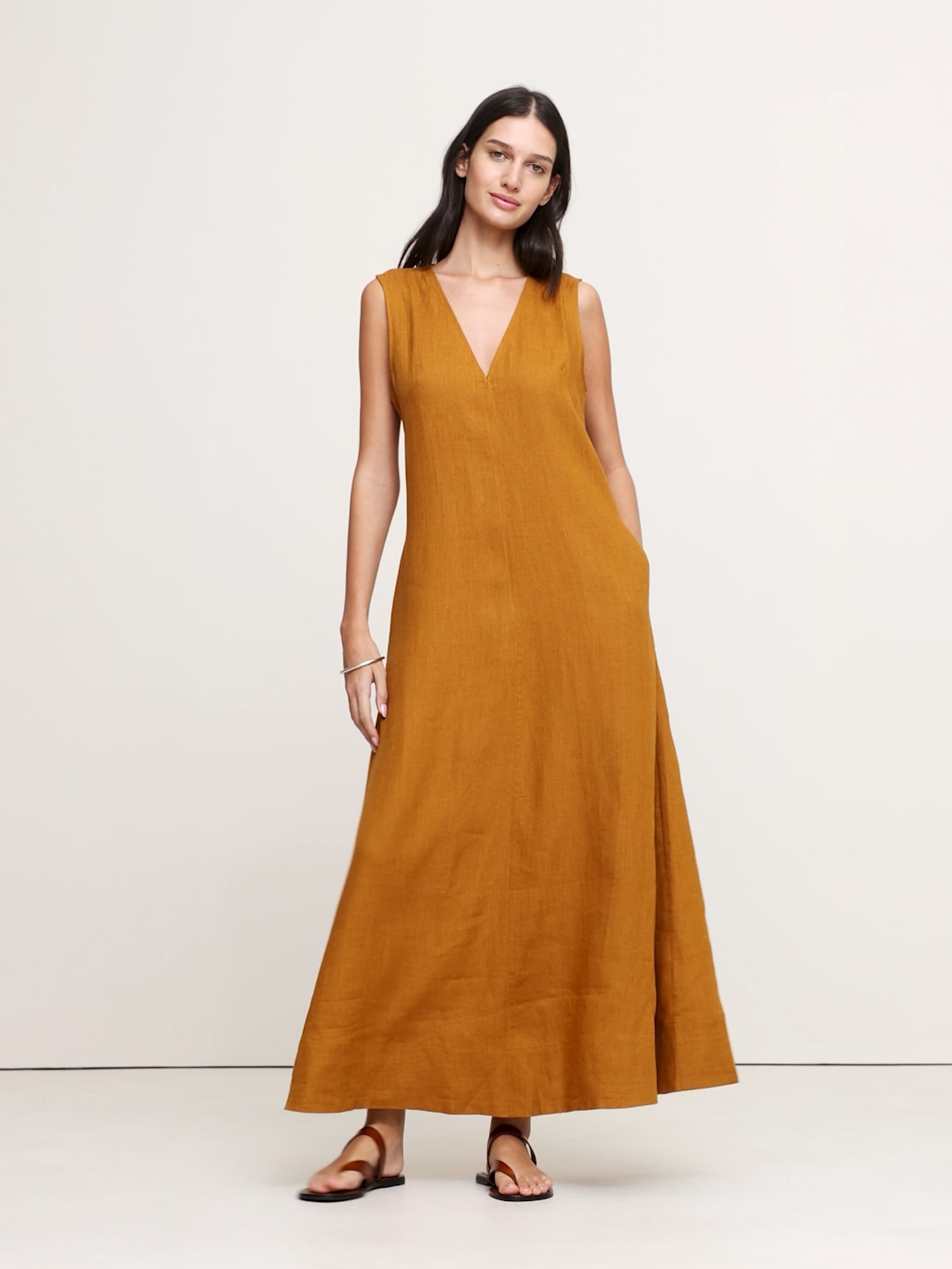 Image number 2 showing, Linen V-Neck Maxi Dress