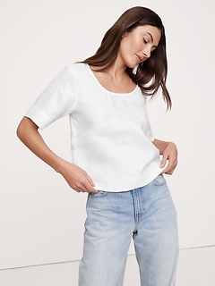 トップス nannn Oversized Linen Cropped Resort Shirt | Banana Republic