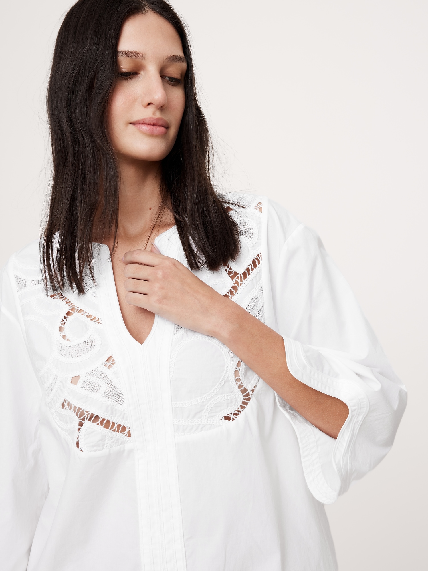 Embroidered Cotton Poplin Kaftan