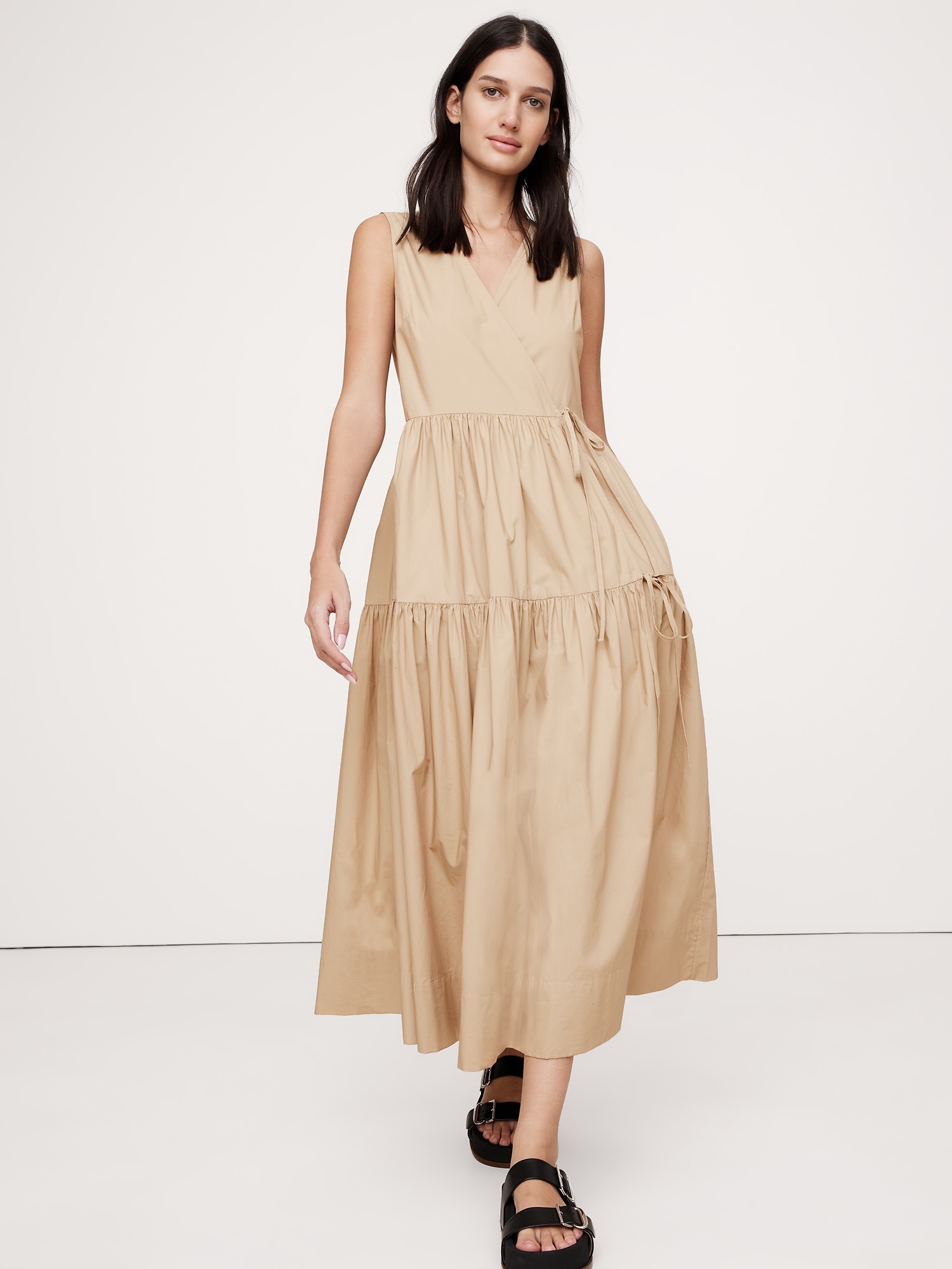 Cotton Poplin Wrap Maxi Dress