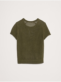 Fitted Linen Short-Sleeve Sweater