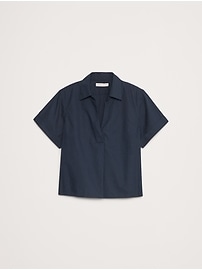 Cotton Poplin Cropped Popover Shirt
