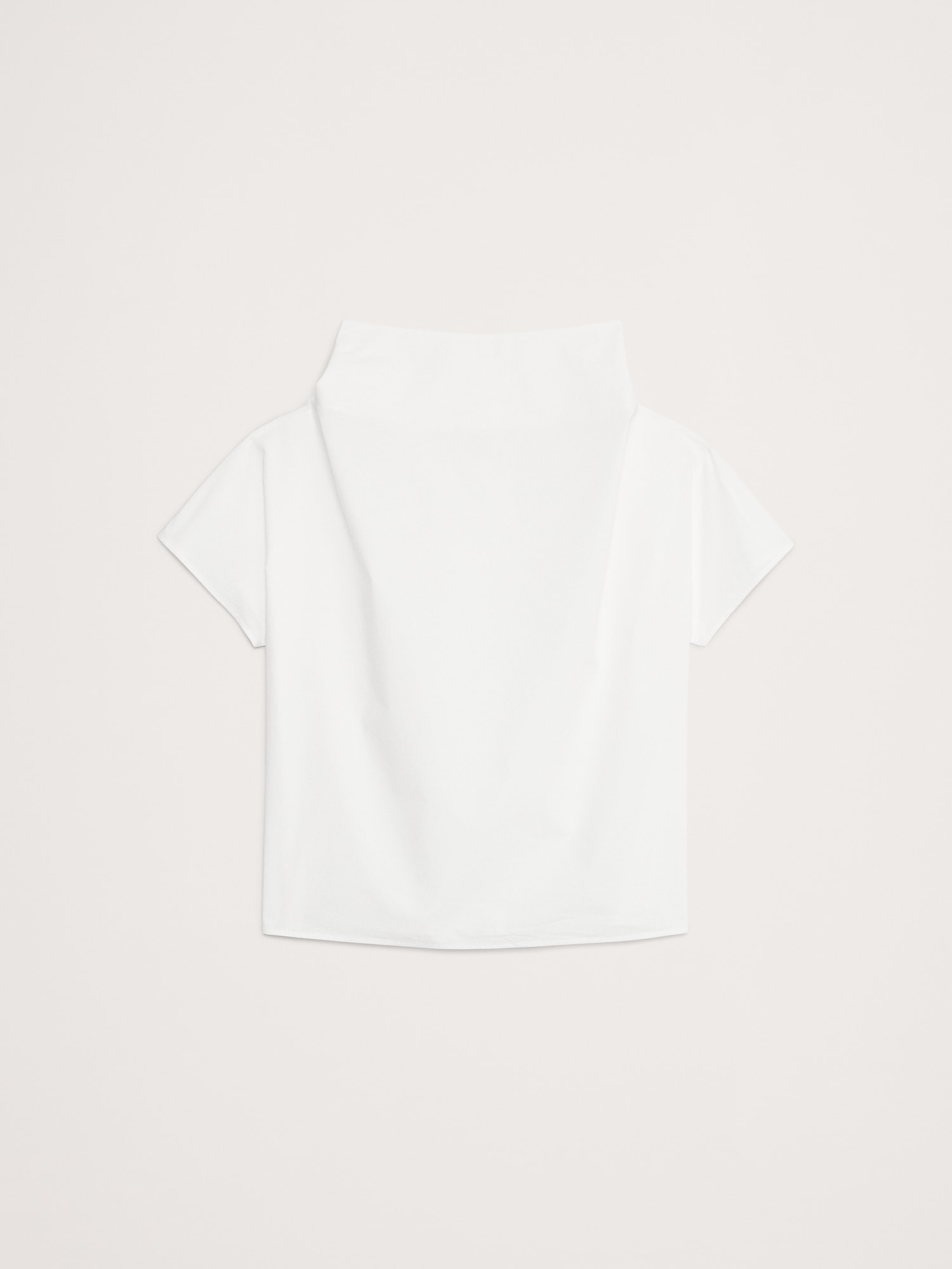 Oversized Poplin Funnel-Neck Top